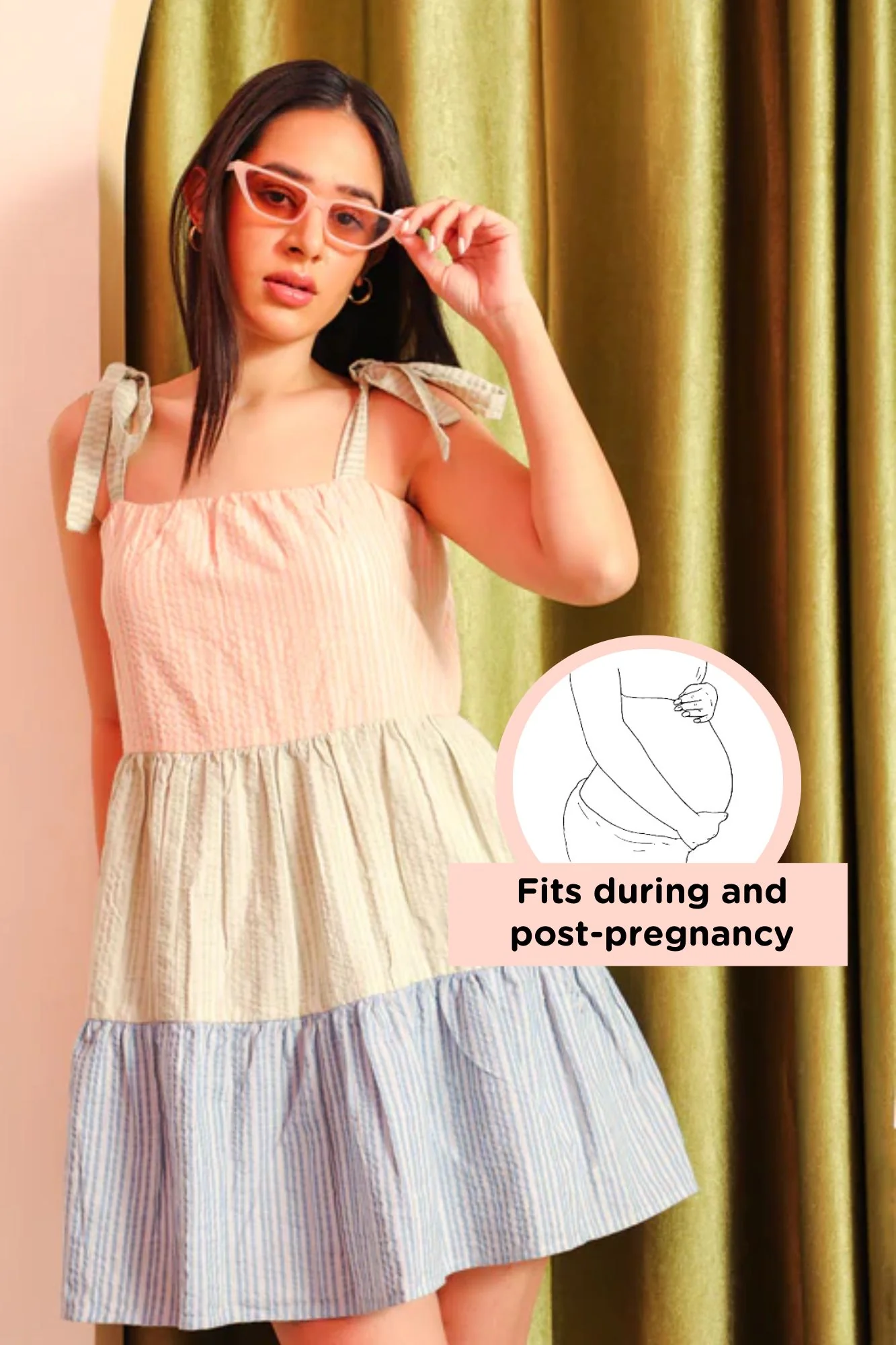 Casata Maternity Tiered Dress (100% Cotton) - Chenance