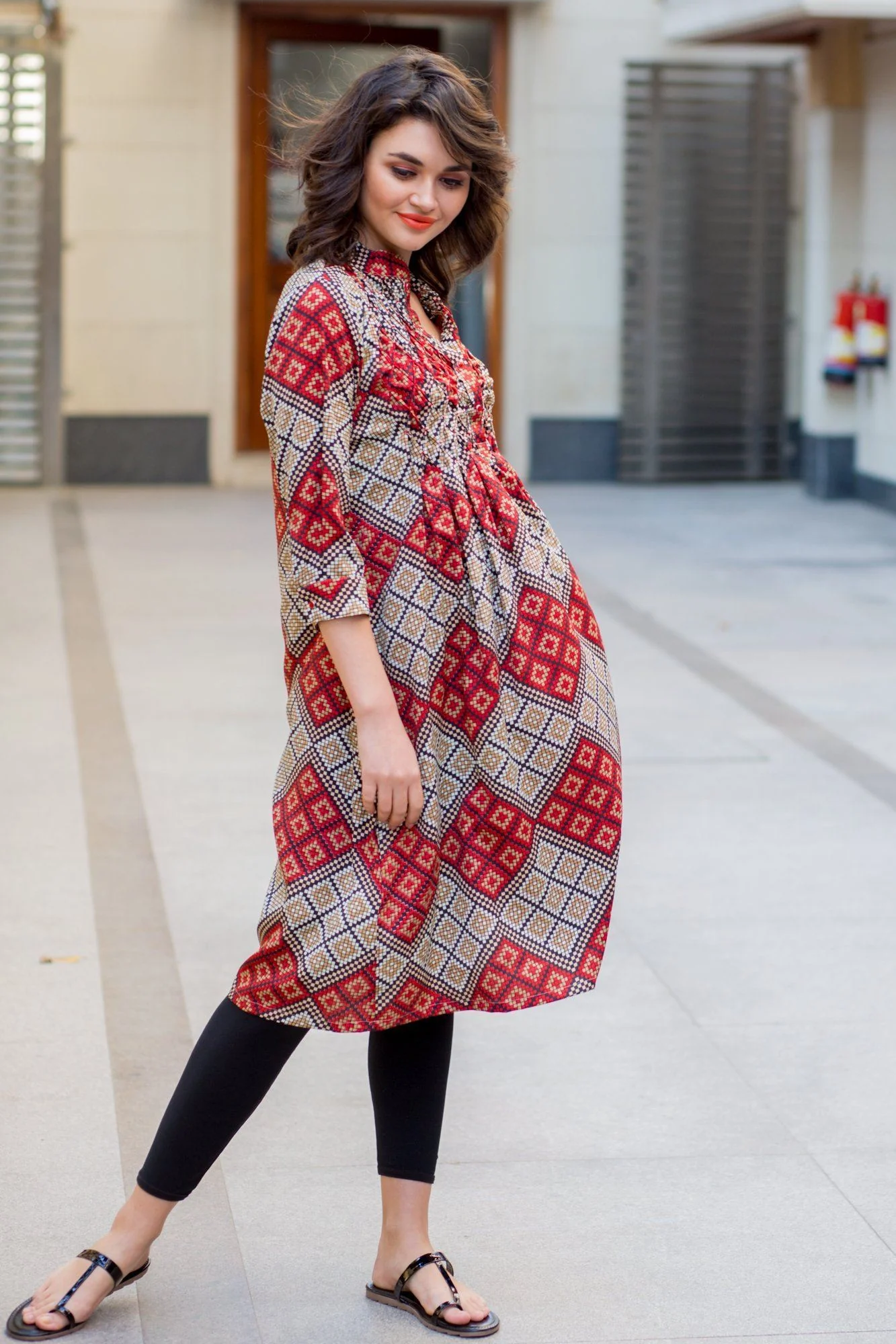 Mesh Print Maternity & Nursing Kurta - Chenance