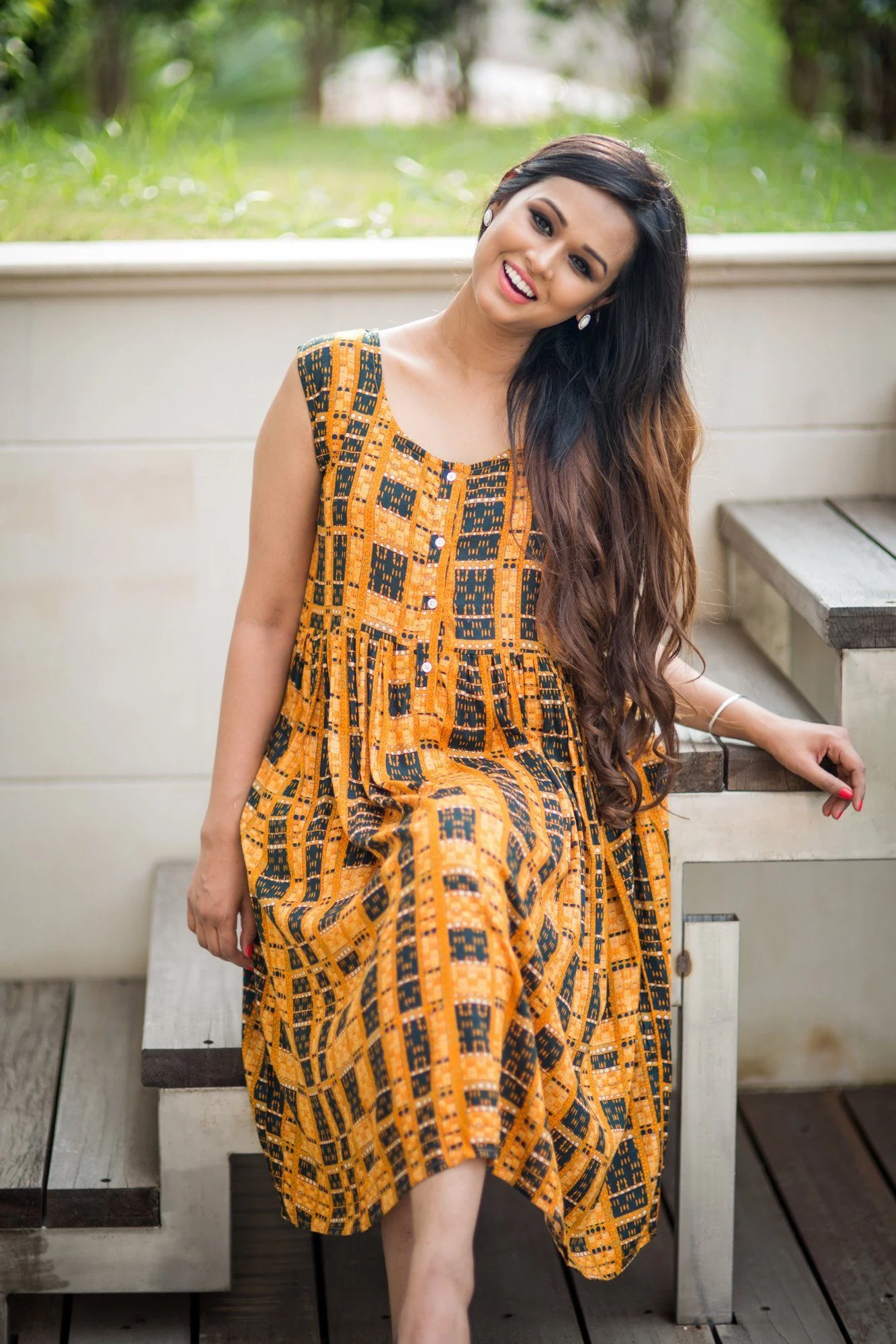 Yellow Woven Nursing Dress - Chenance
