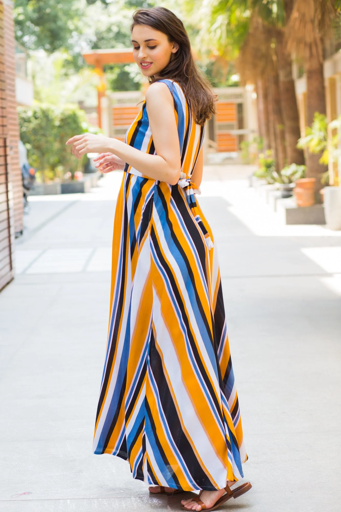 Royal Multi Striped Maternity & Nursing Dress - Chenance