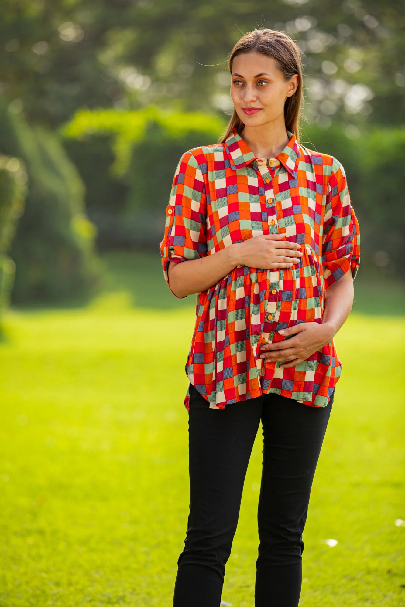 Tangy Gathered Viscose Maternity Shirt - Chenance