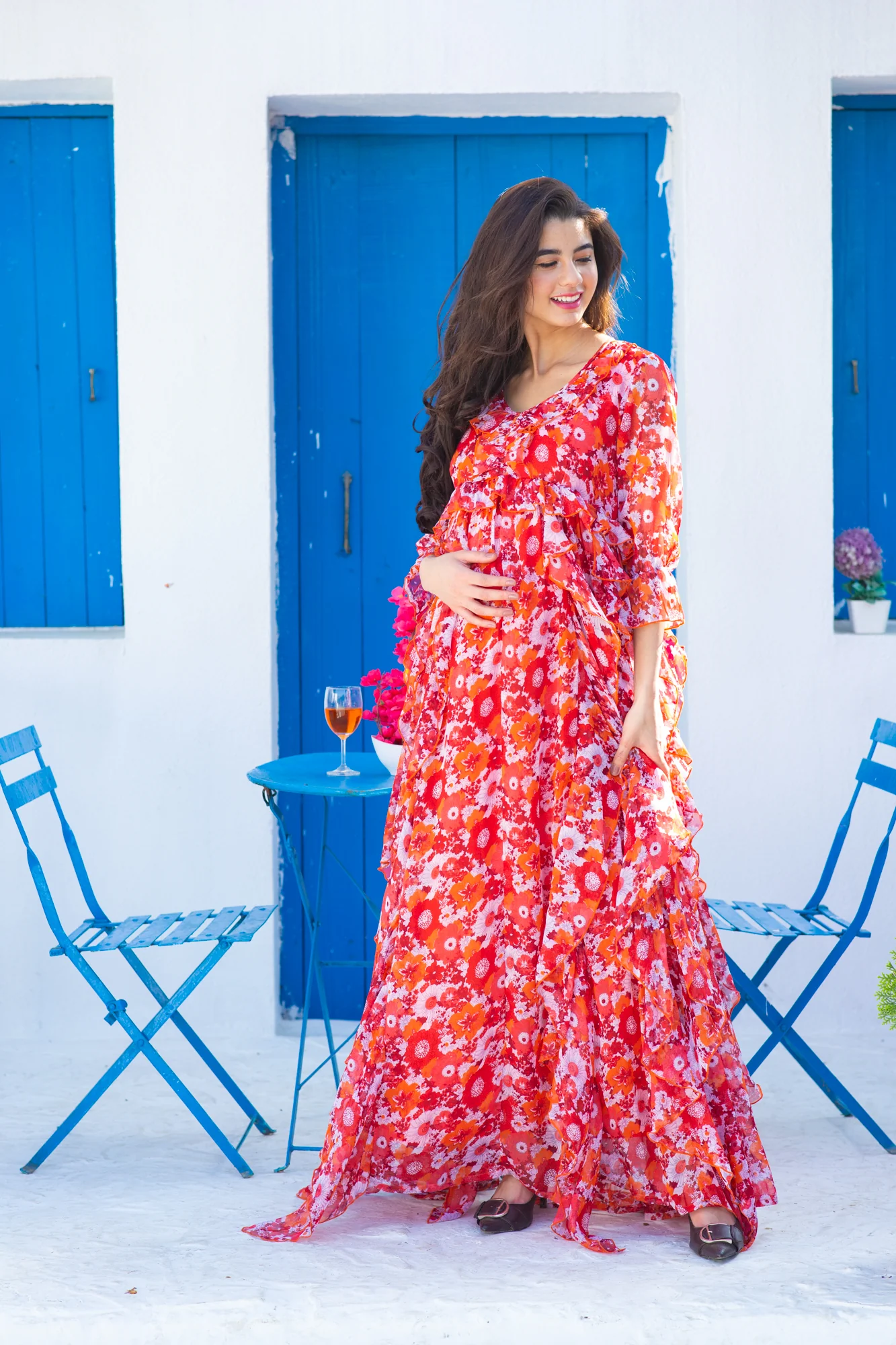 Cascading Cherry Bloom Maternity & Nursing Dress - Chenance