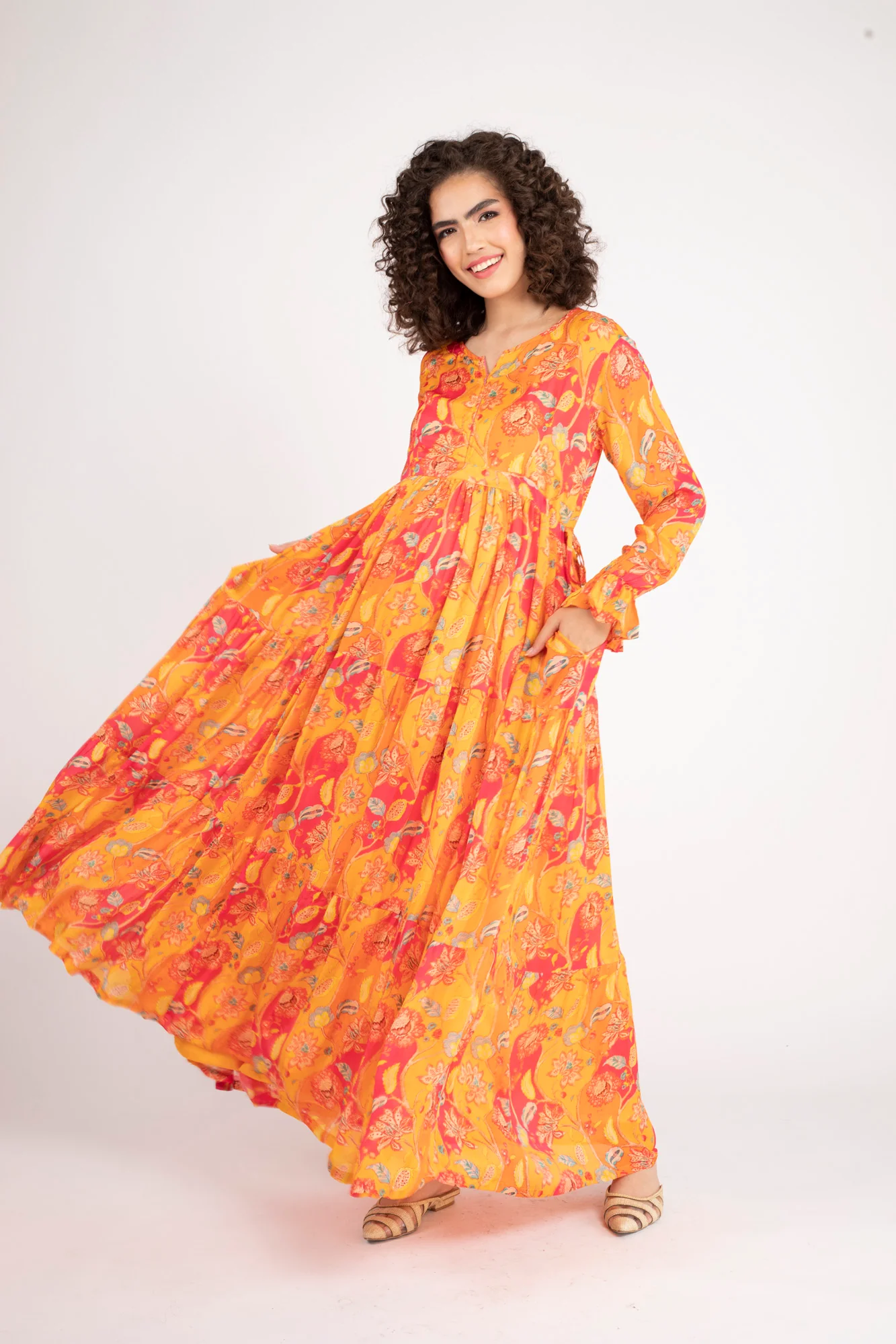 Pumpkin Red Maternity & Nursing Layer Dress - Chenance