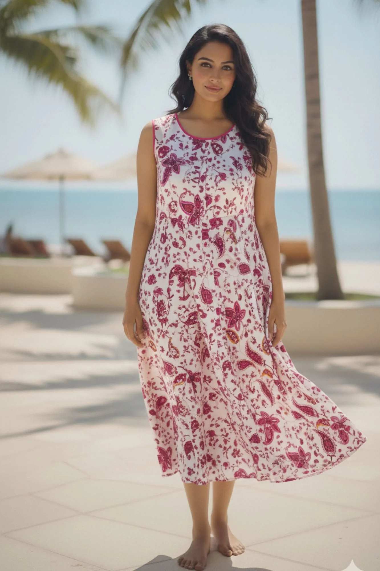 Floral White Maternity & Nursing Dress - Chenance