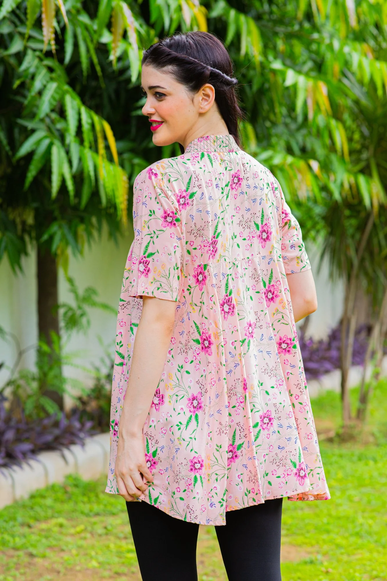 Peachy Pink Maternity & Nursing Flair Top - Chenance