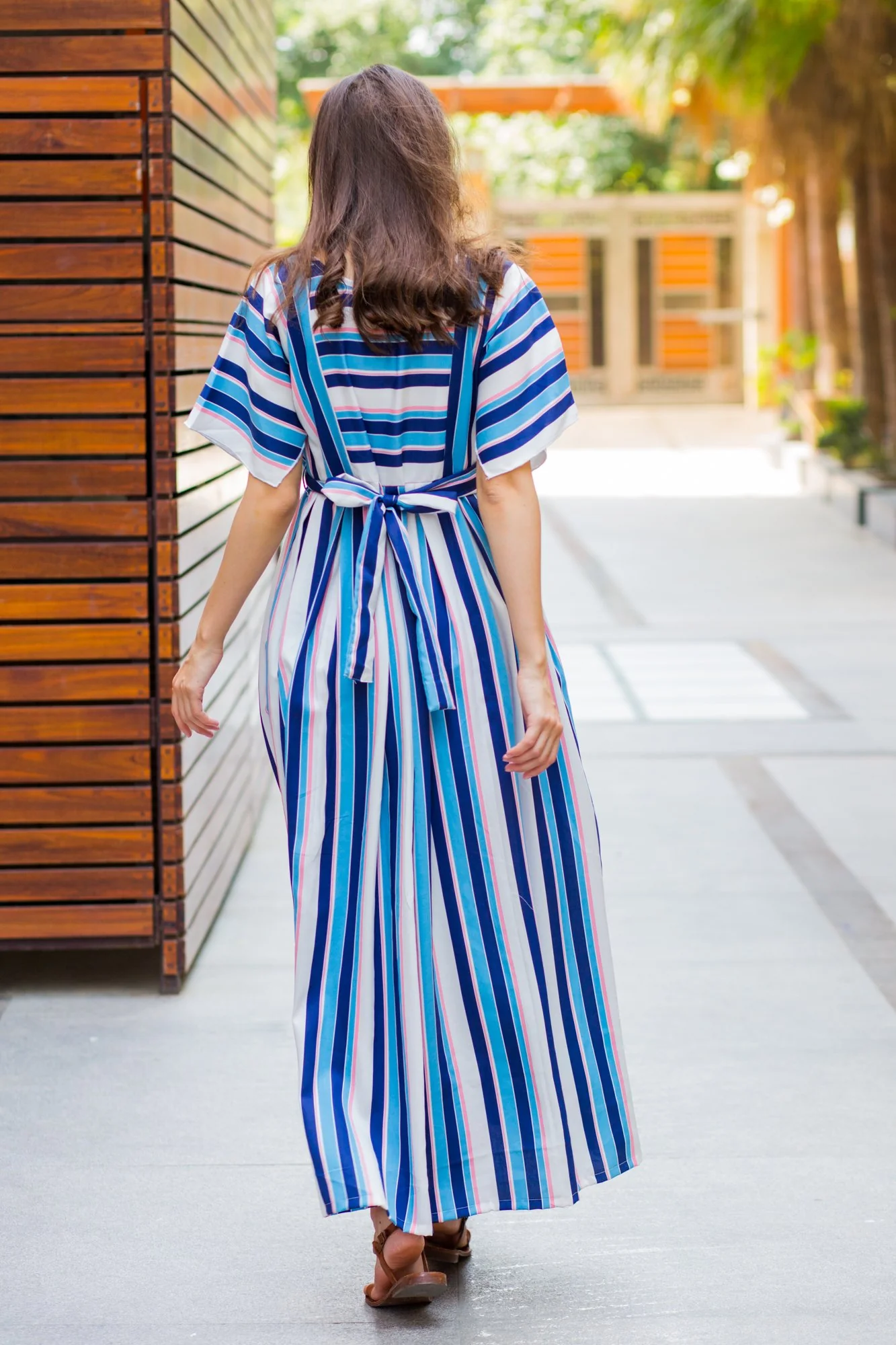 Shades Of Blue Maternity & Nursing Stripe Maxi - Chenance