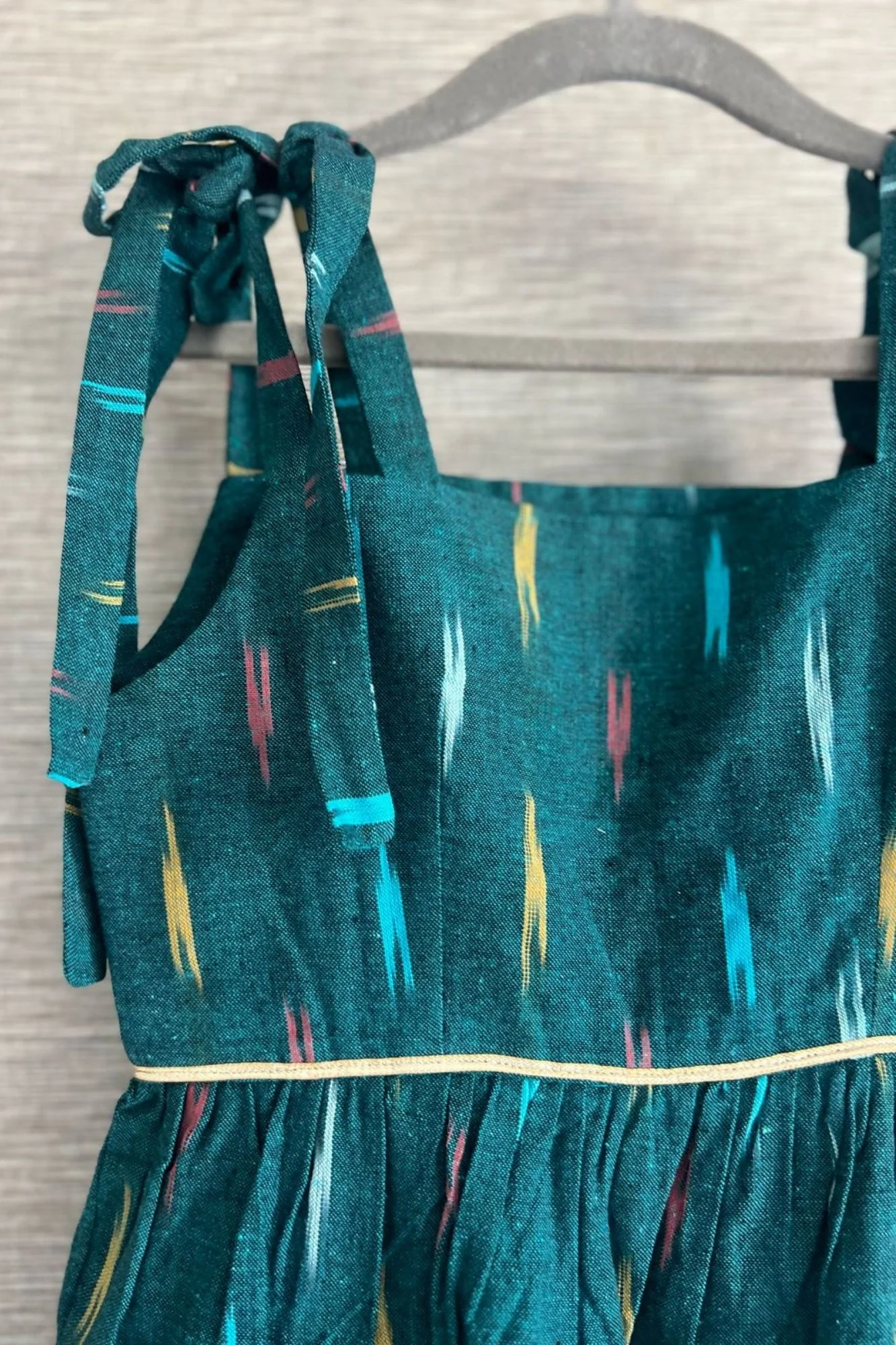 Pretty Emerald Ikat Layered Dress - Chenance