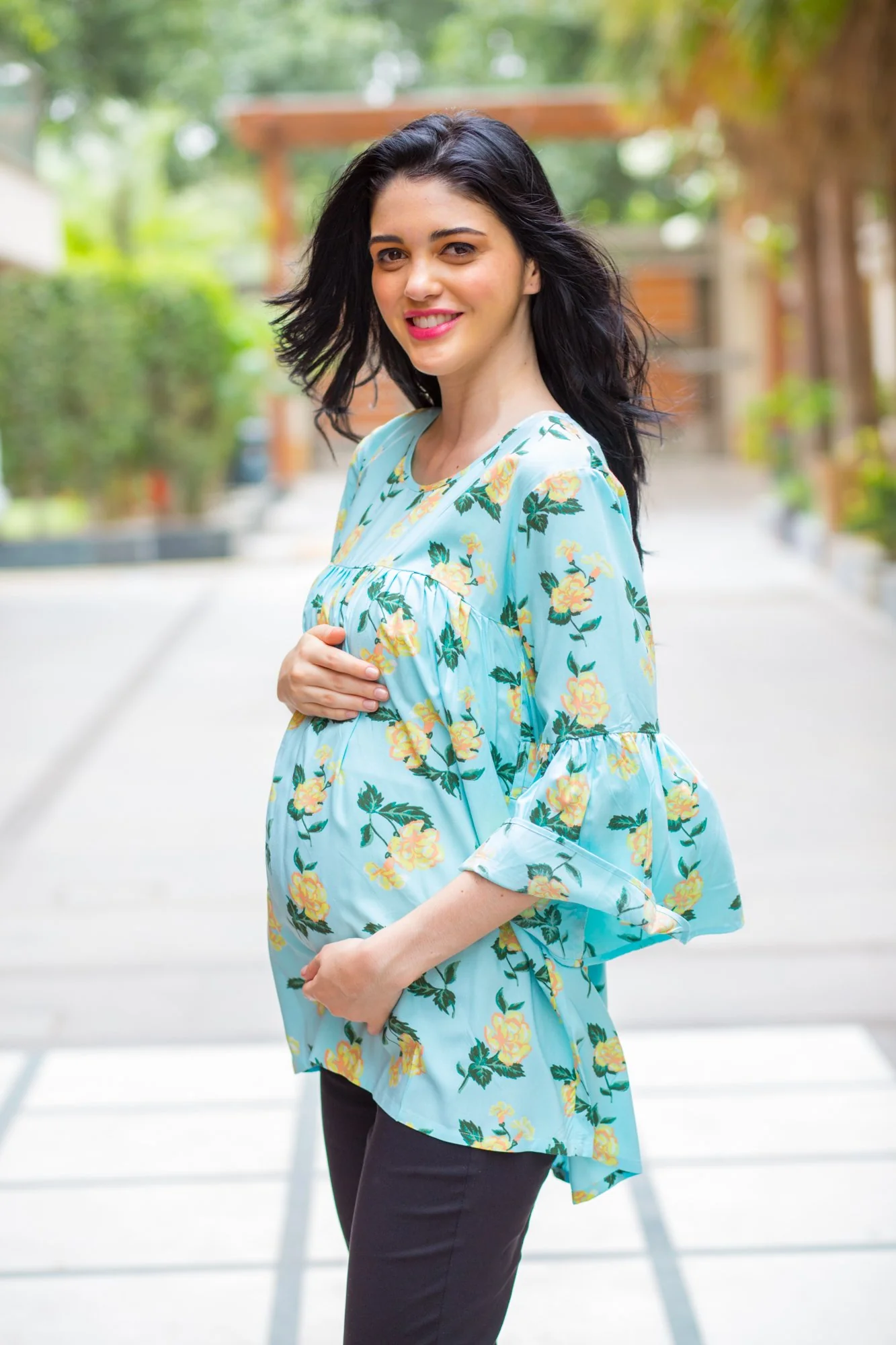 Mint Yellow Bloom Maternity Top - Chenance