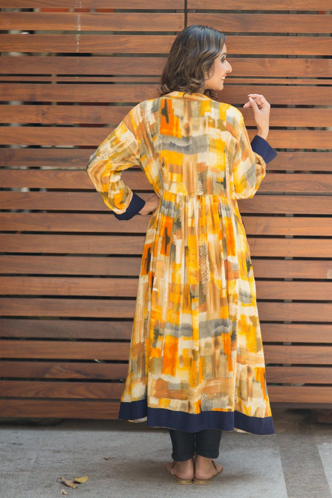 Vibrant Abstract Yellow Nursing Kurta - Chenance