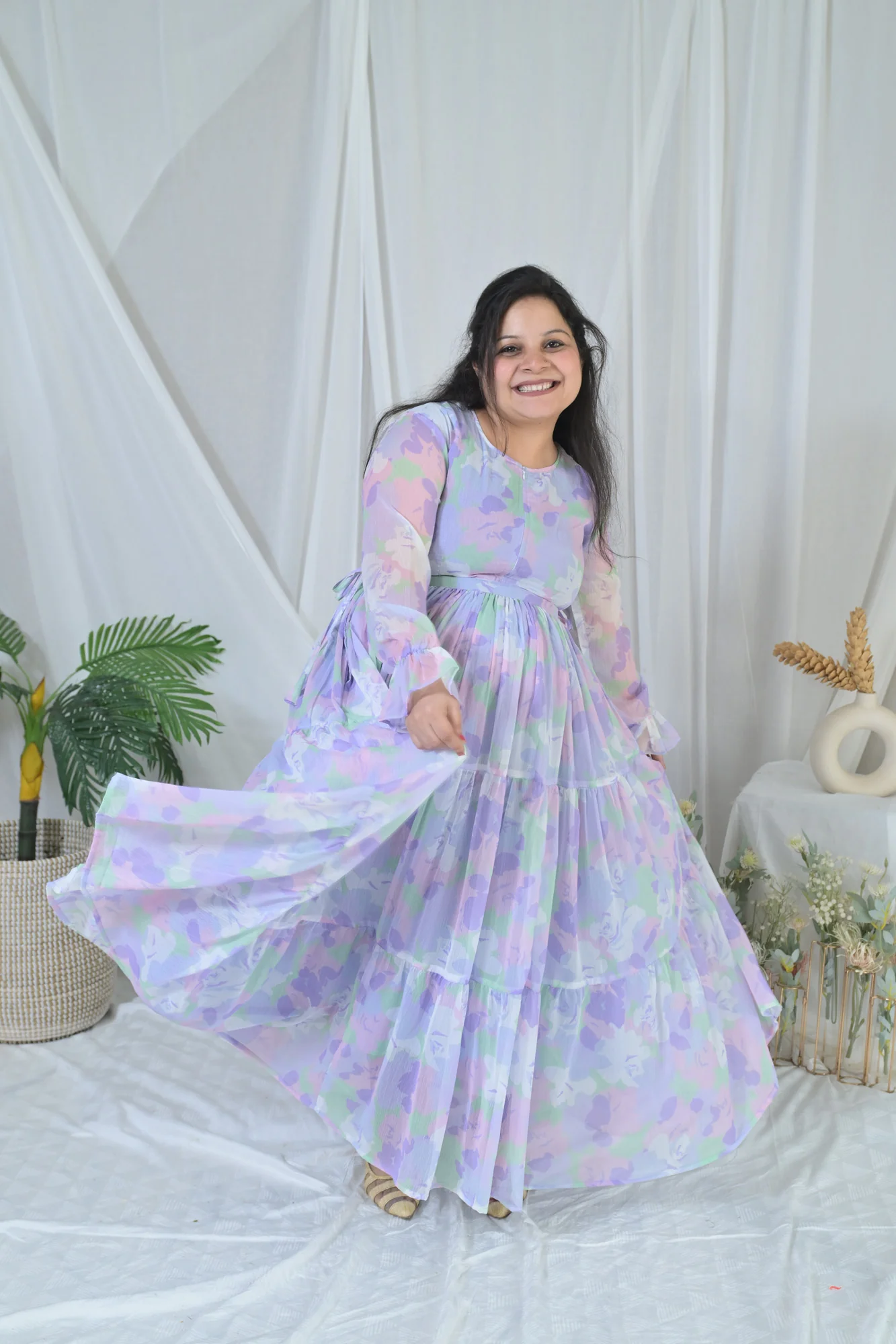 Serene Violet Maternity & Nursing Layer Dress - Chenance