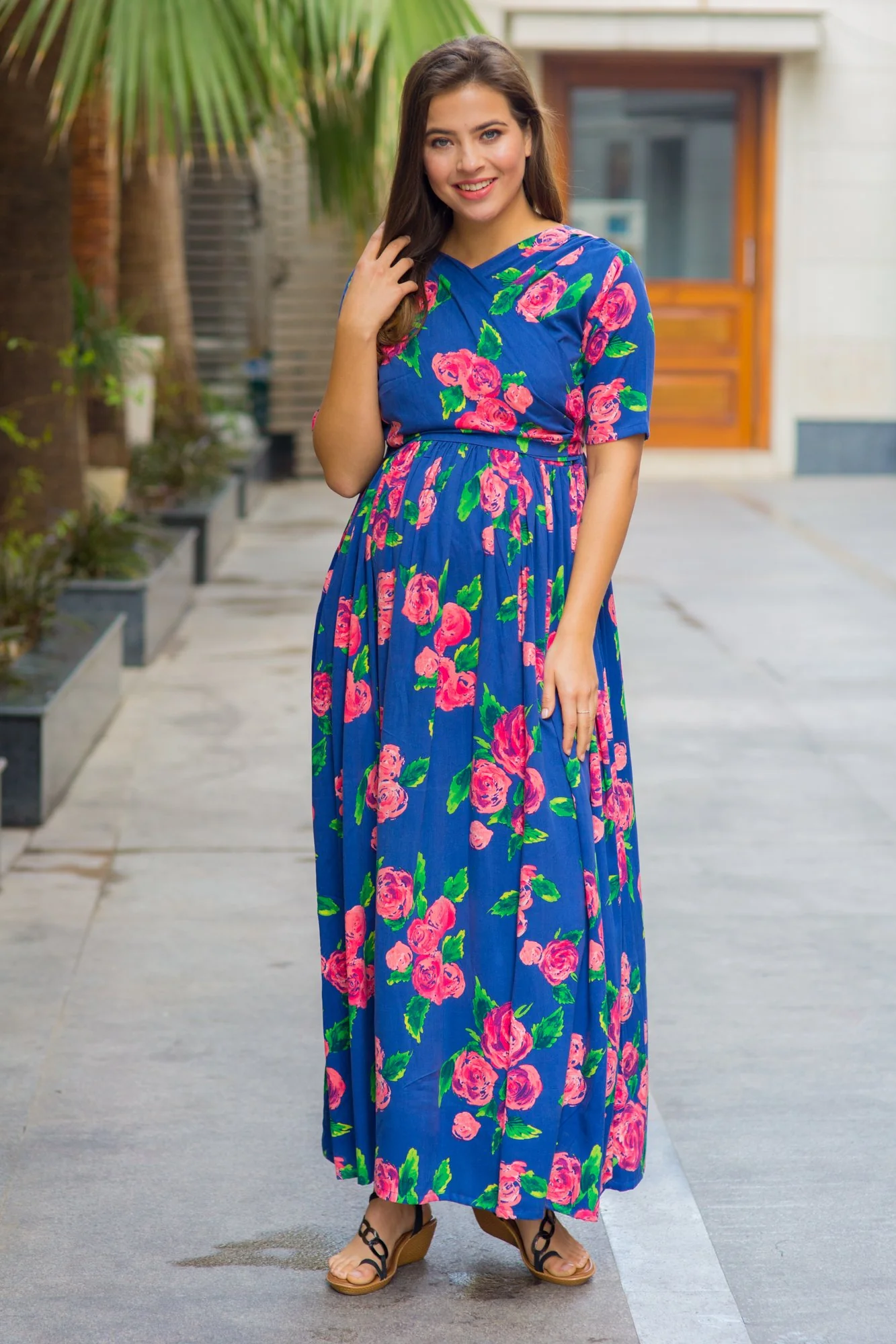 Rose Blossom Maternity & Nursing Wrap Dress - Chenance