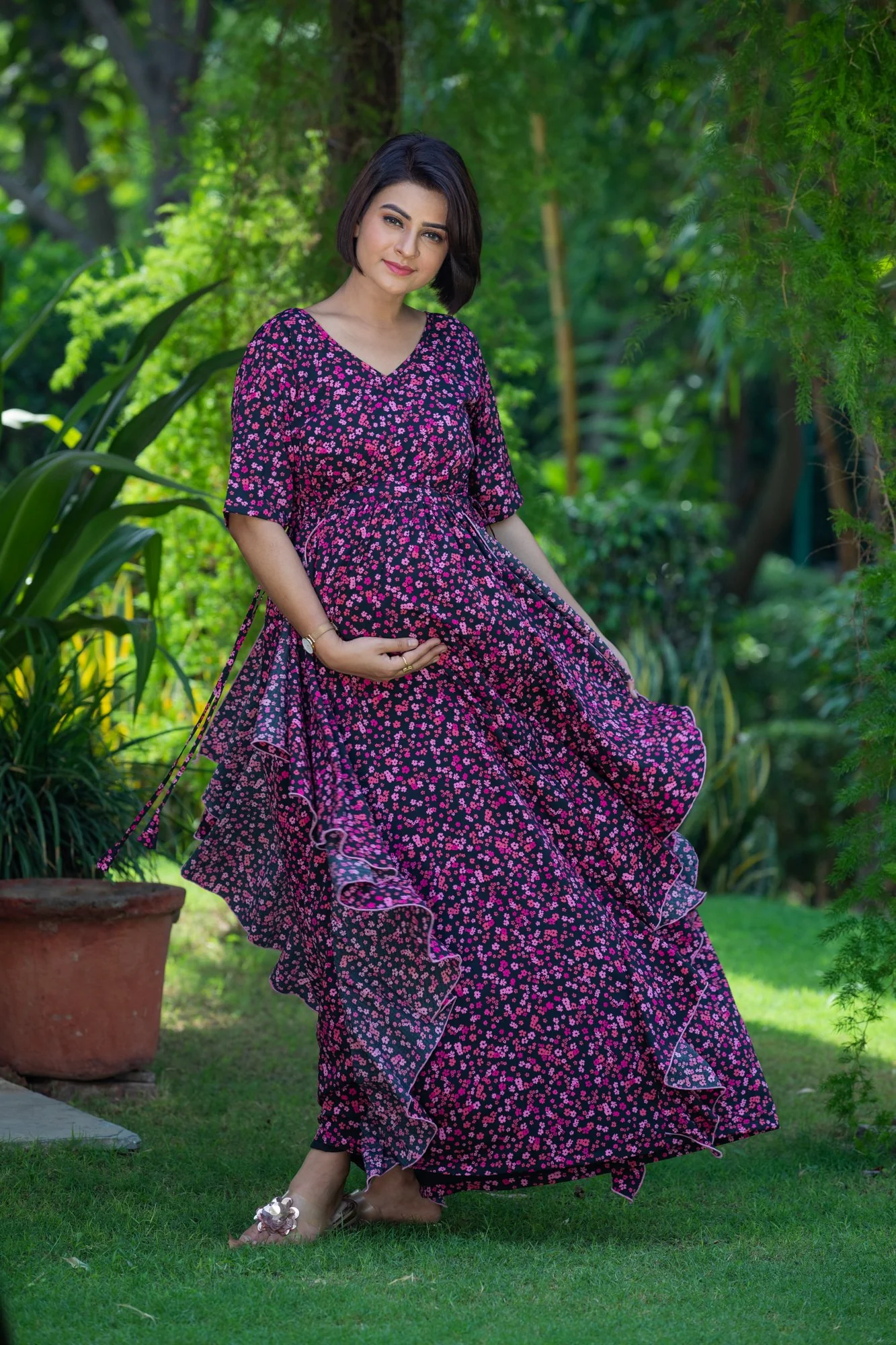 Berry Blast Maternity Flow Dress - Chenance