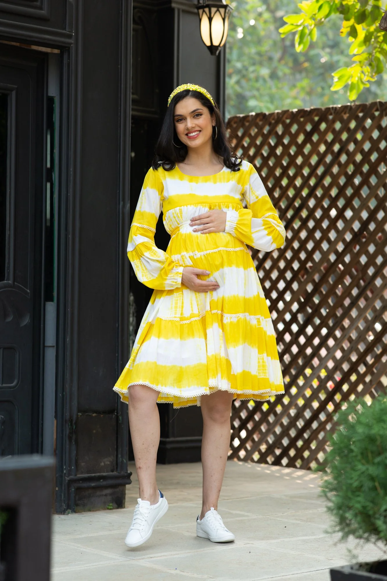 Premium Sunshine Mulmul Maternity & Nursing Frill Dress - Chenance