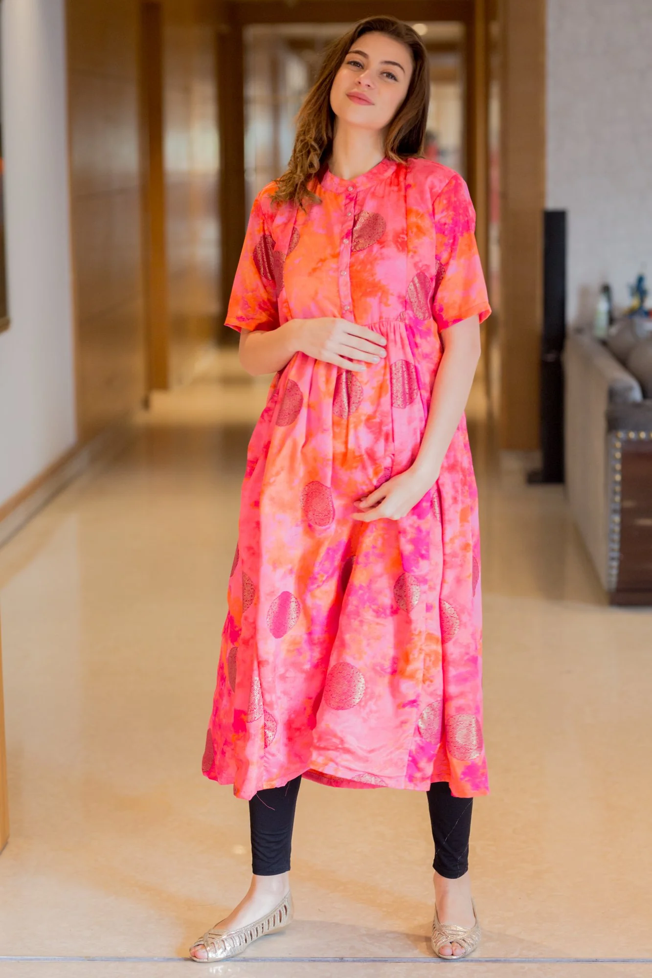 Shades of Pink Classic Maternity and Nursing Kurta - Chenance