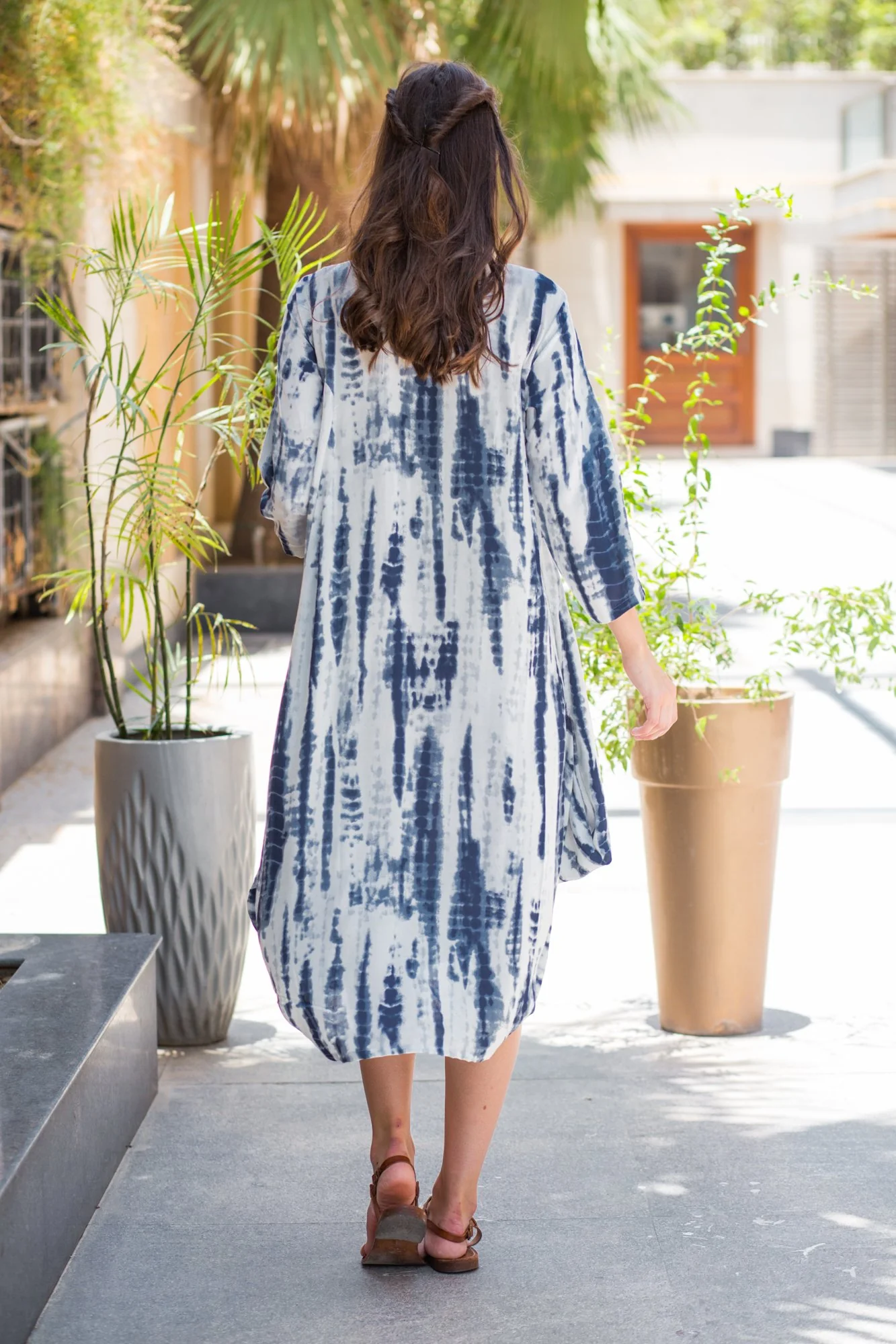 Blue Tie-Dye Cowl Maternity & Nursing Dual Dress Kurta - Chenance
