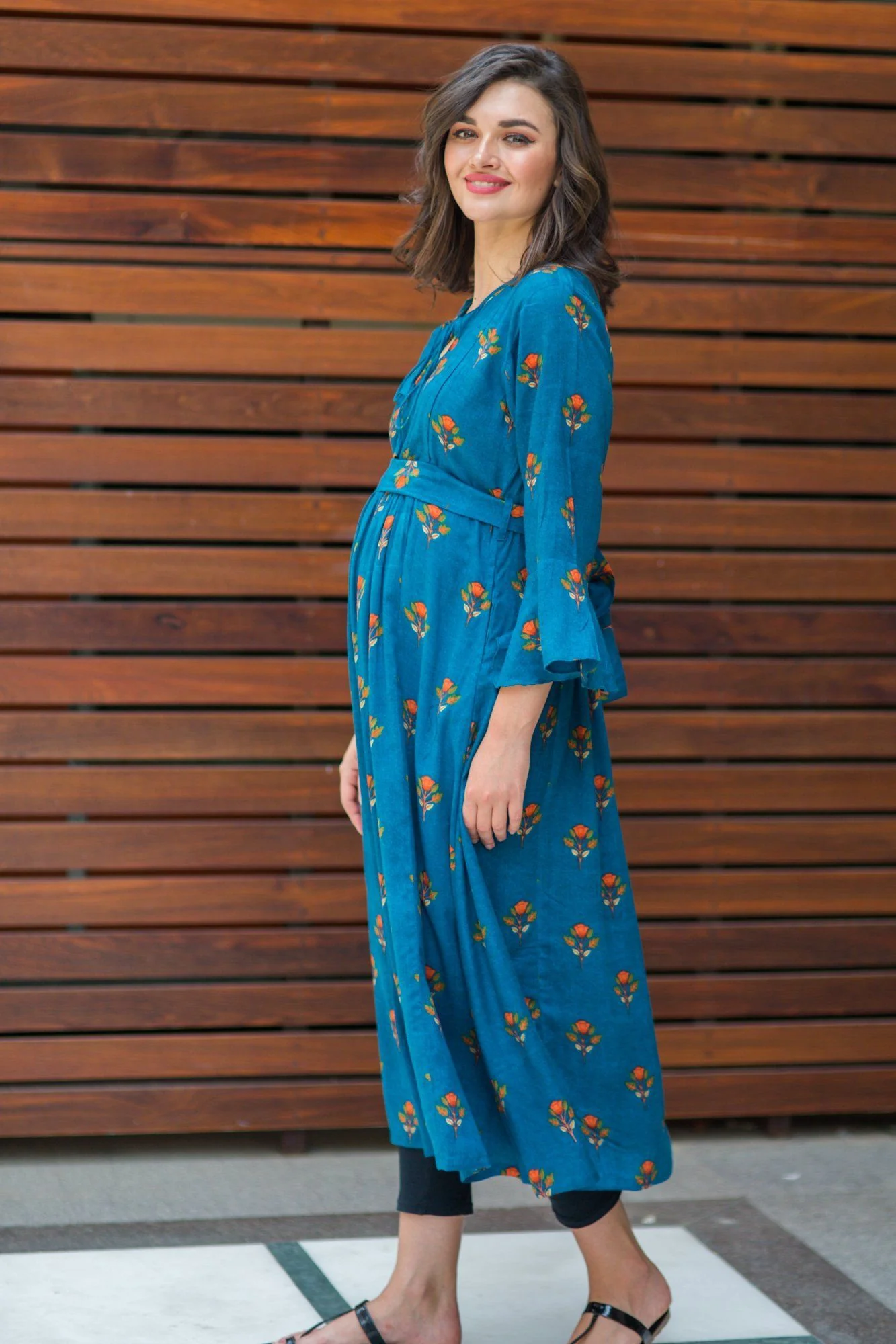 Teal Boho Maternity & Nursing Dress - Chenance