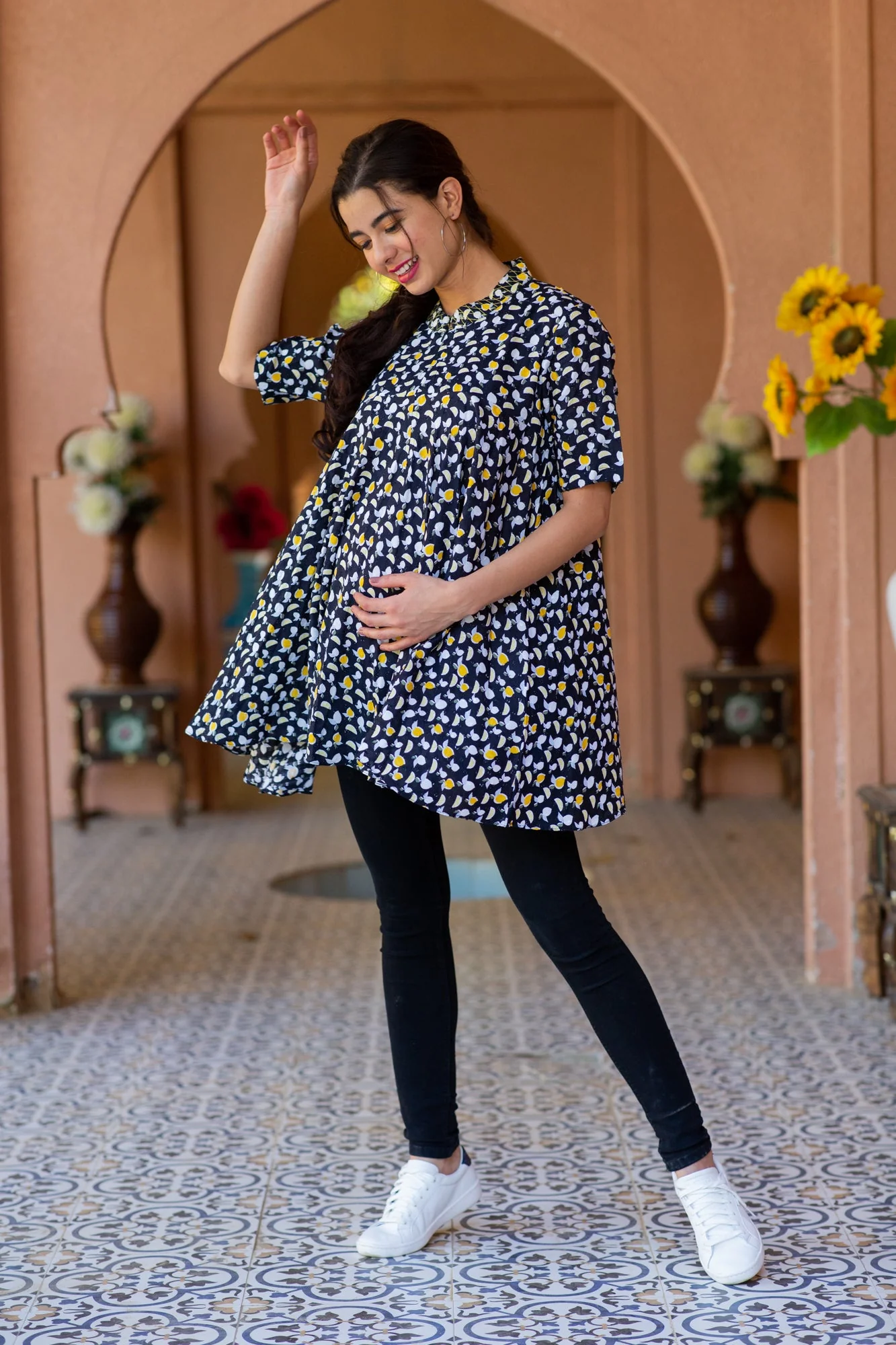 Sunny Blossom Maternity & Nursing Flair Top - Chenance