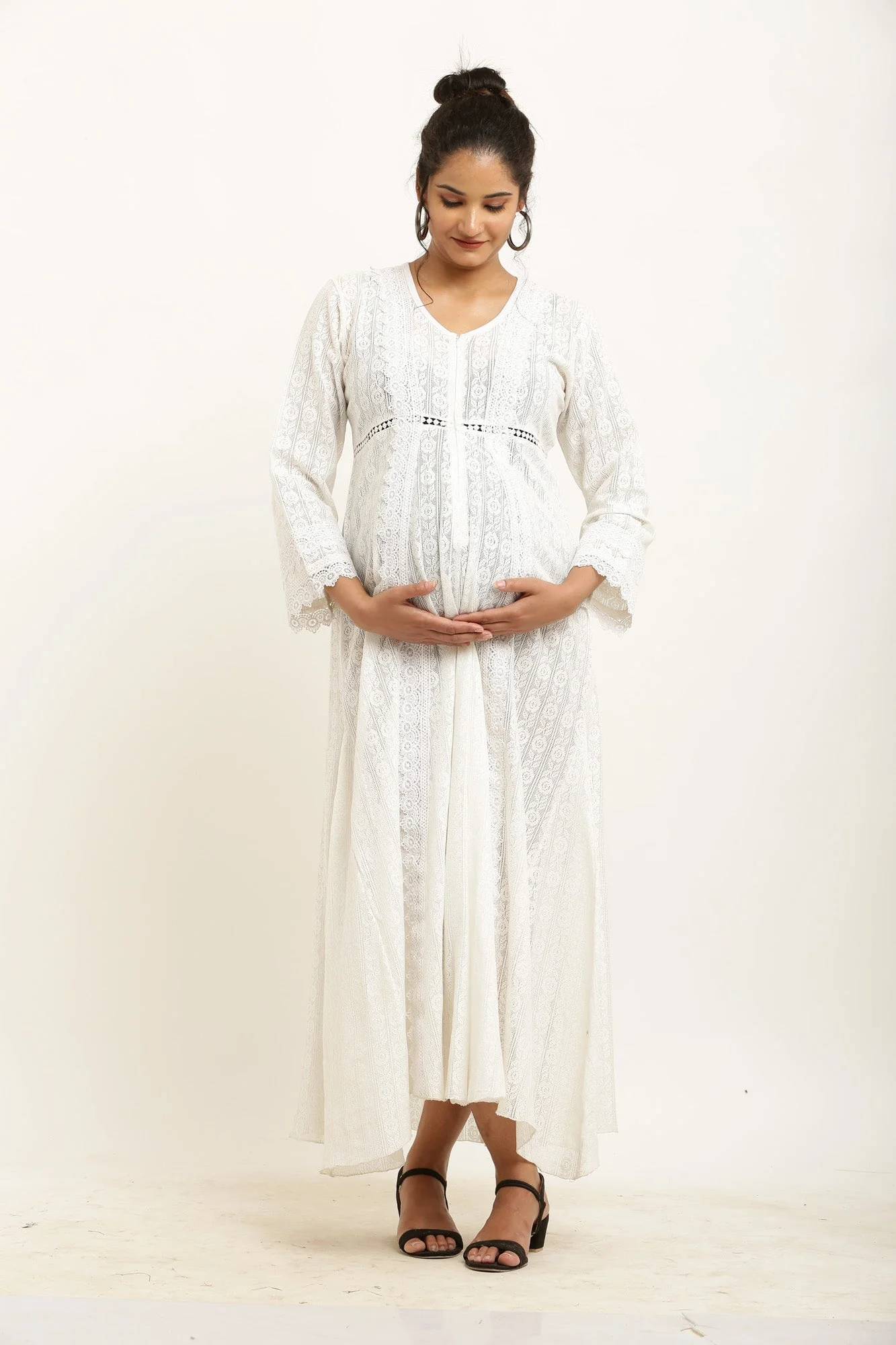 Stunning Angelic White Lace Maternity & Nursing Dress - Chenance