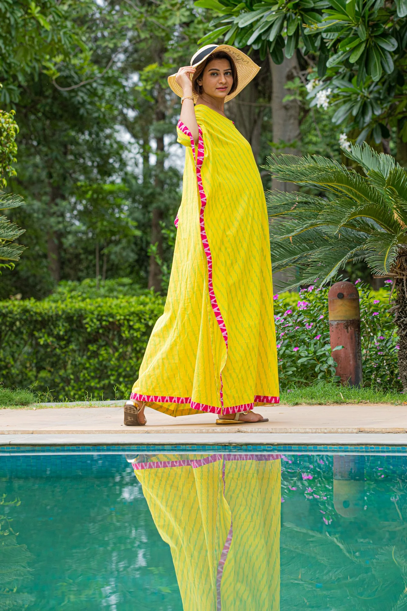 Canary Yellow Maternity & Nursing Kaftan Dress - Chenance
