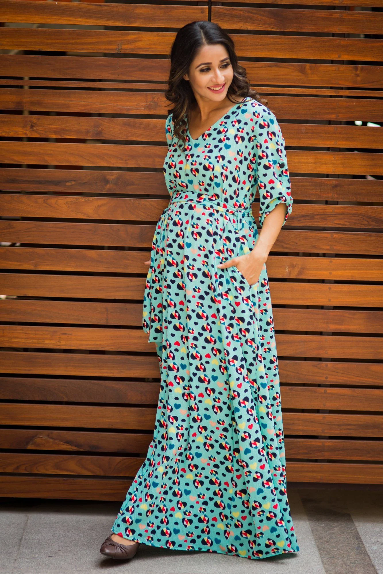 Mint Green Amour Concealed Zips Maternity & Nursing Maxi Dress - Chenance