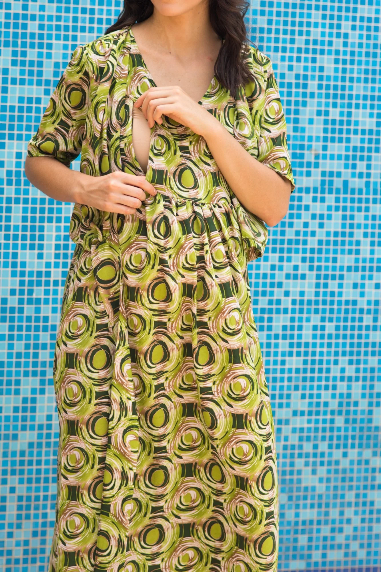 Sage Forest High-Low Nursing Wrap Dress - Chenance