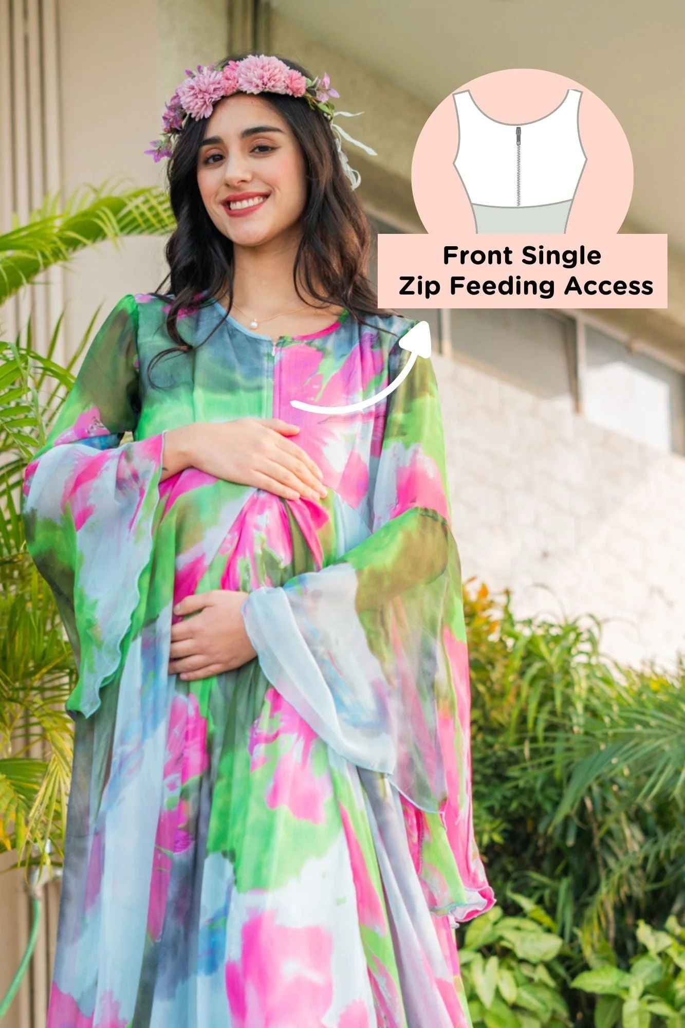 Luxe Blue Aquarium Maternity & Nursing Flair Shoot Gown - Chenance