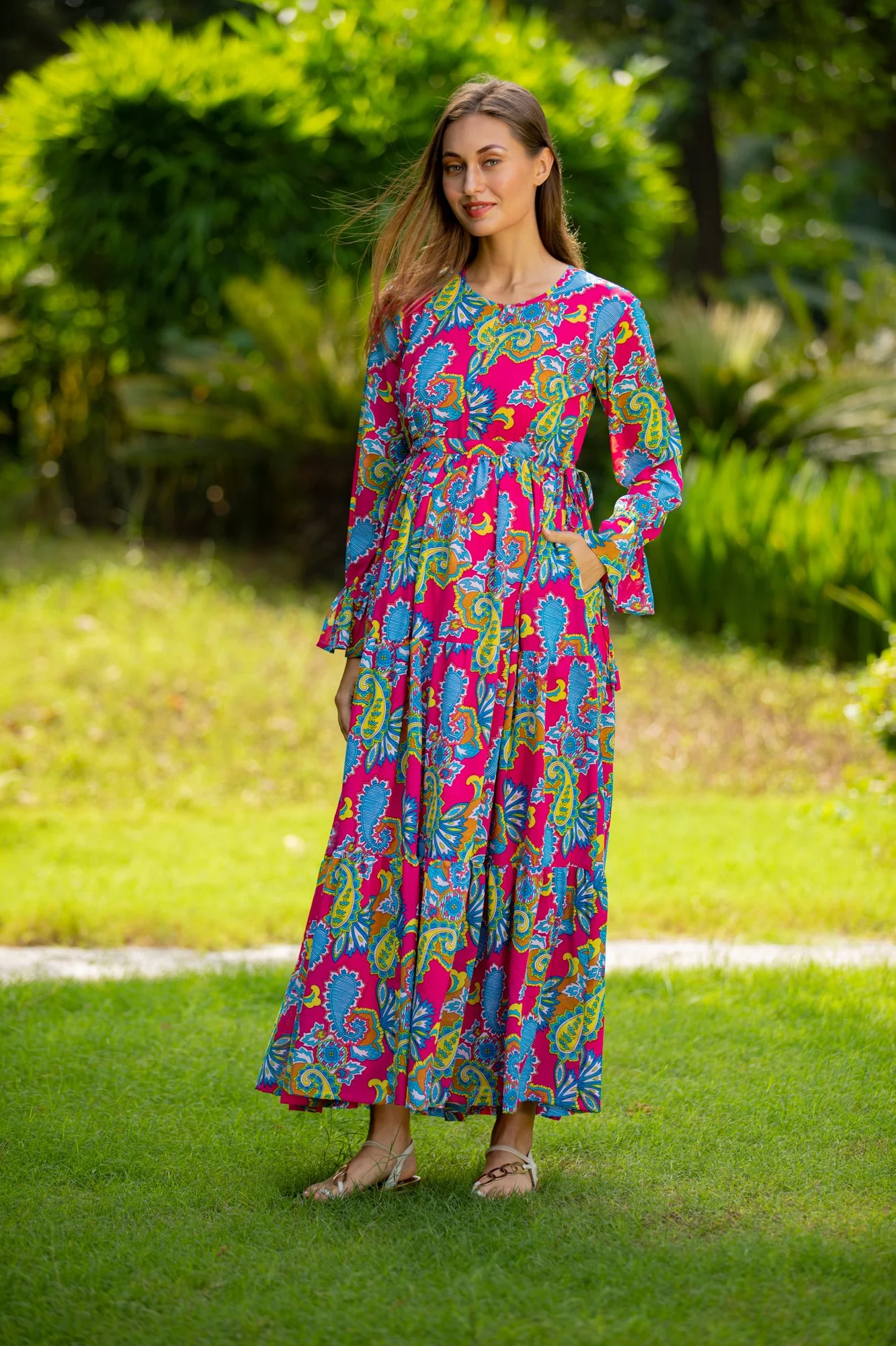 Rosy Paisley Floral Maternity & Nursing Layer Dress - Chenance