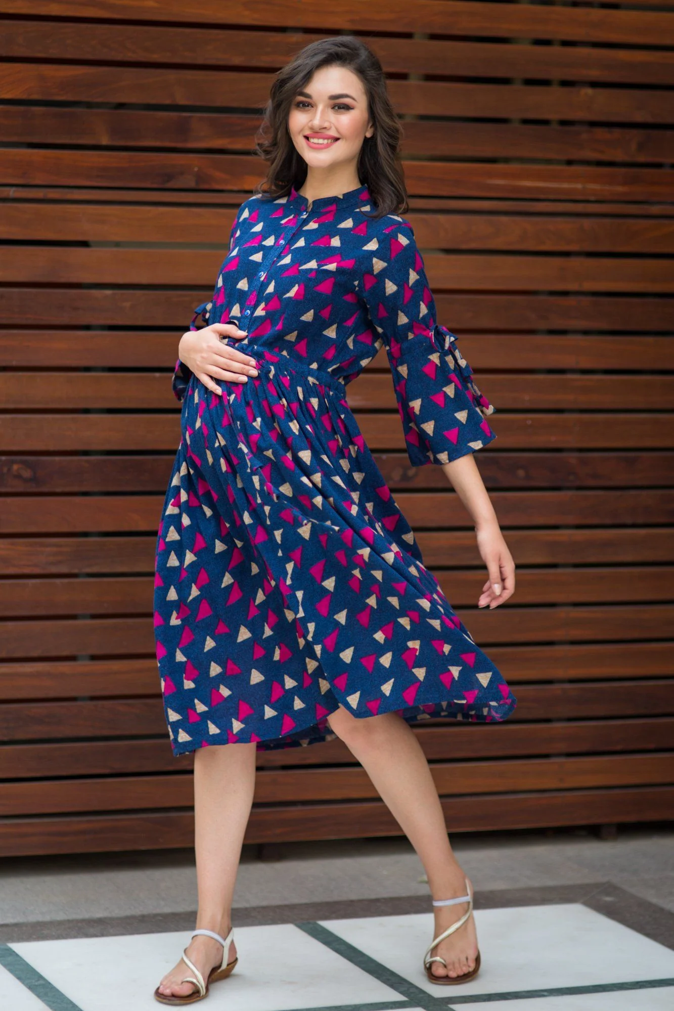 Playful Triangle Tie Maternity & Nursing Kurta Dress - Chenance