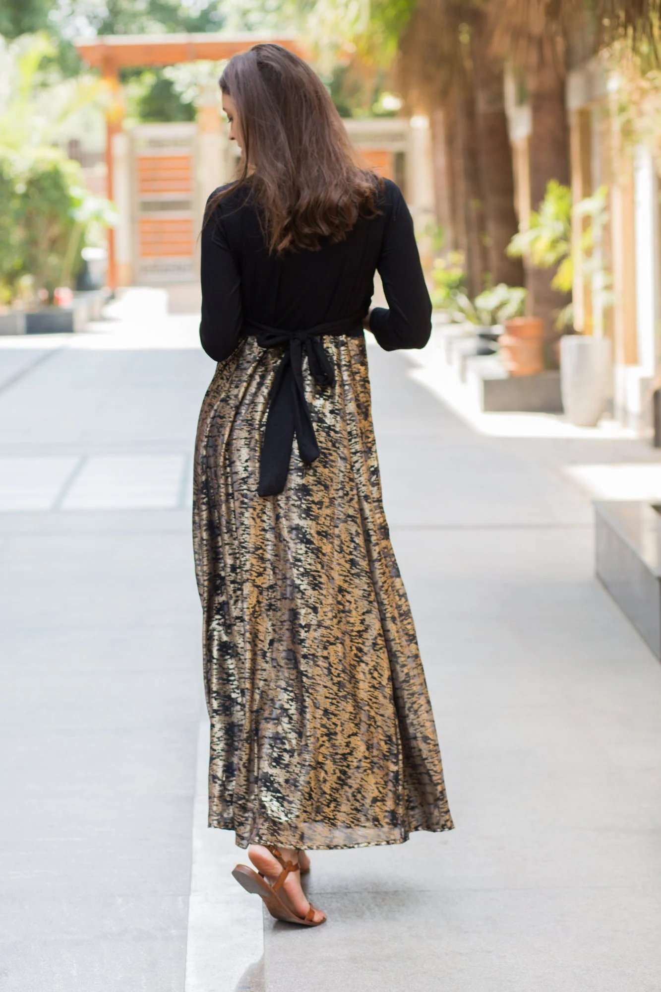 Luxe Gold Maternity & Nursing Wrap Dress - Chenance