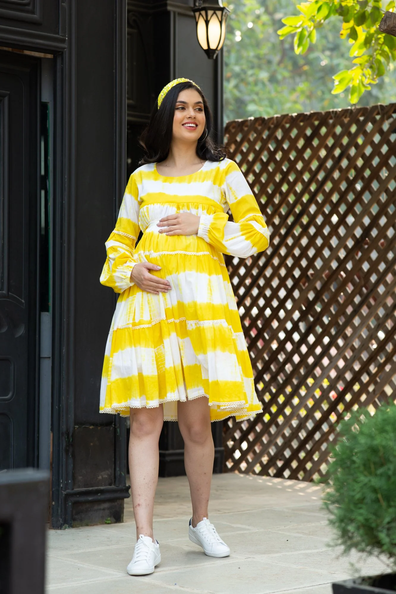 Premium Sunshine Mulmul Maternity & Nursing Frill Dress - Chenance