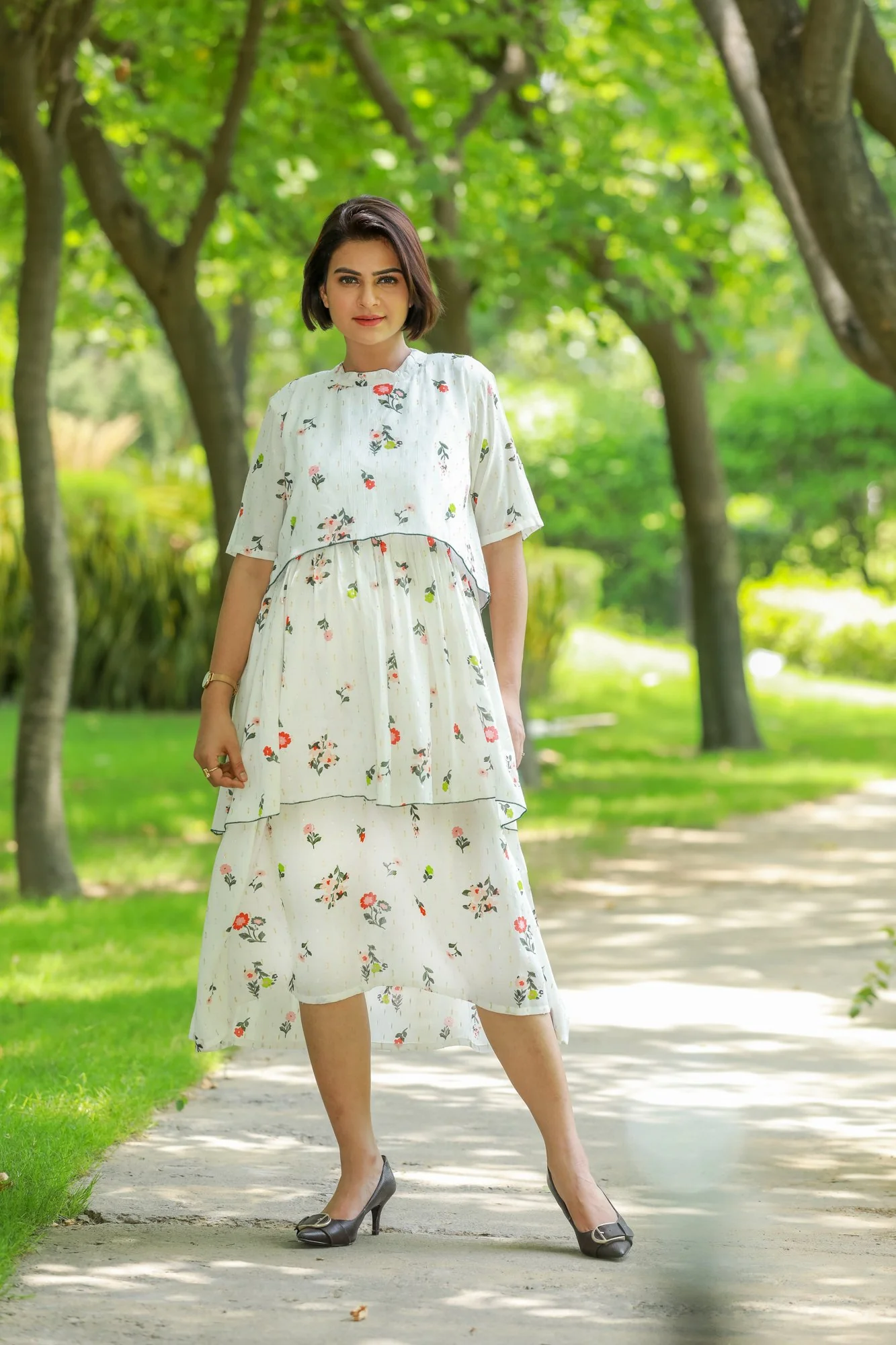 Misty Gold Embellished Maternity & Nursing Dress - Chenance