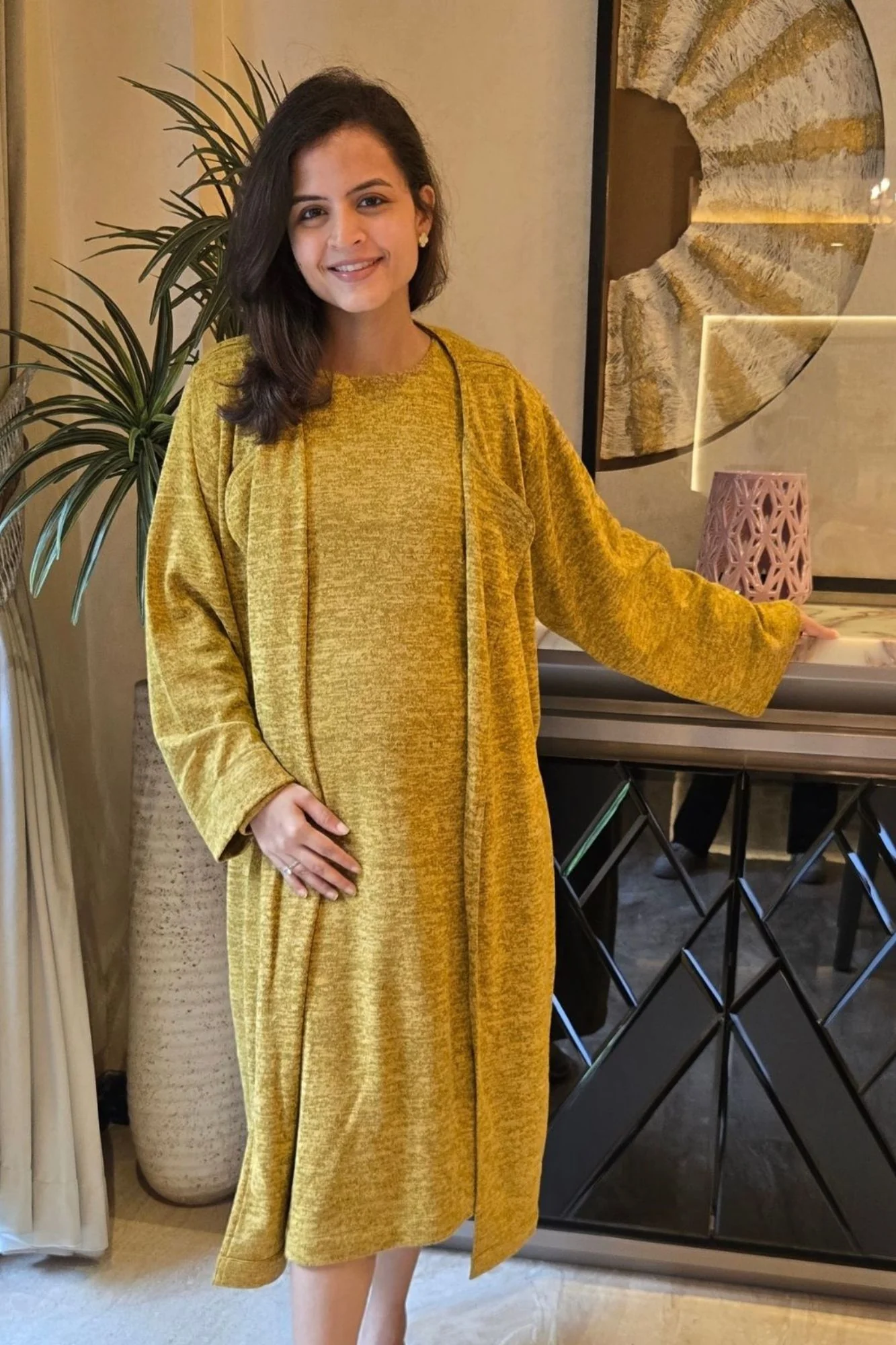 Cozy Mustard Maternity Winter Cover Up - Chenance