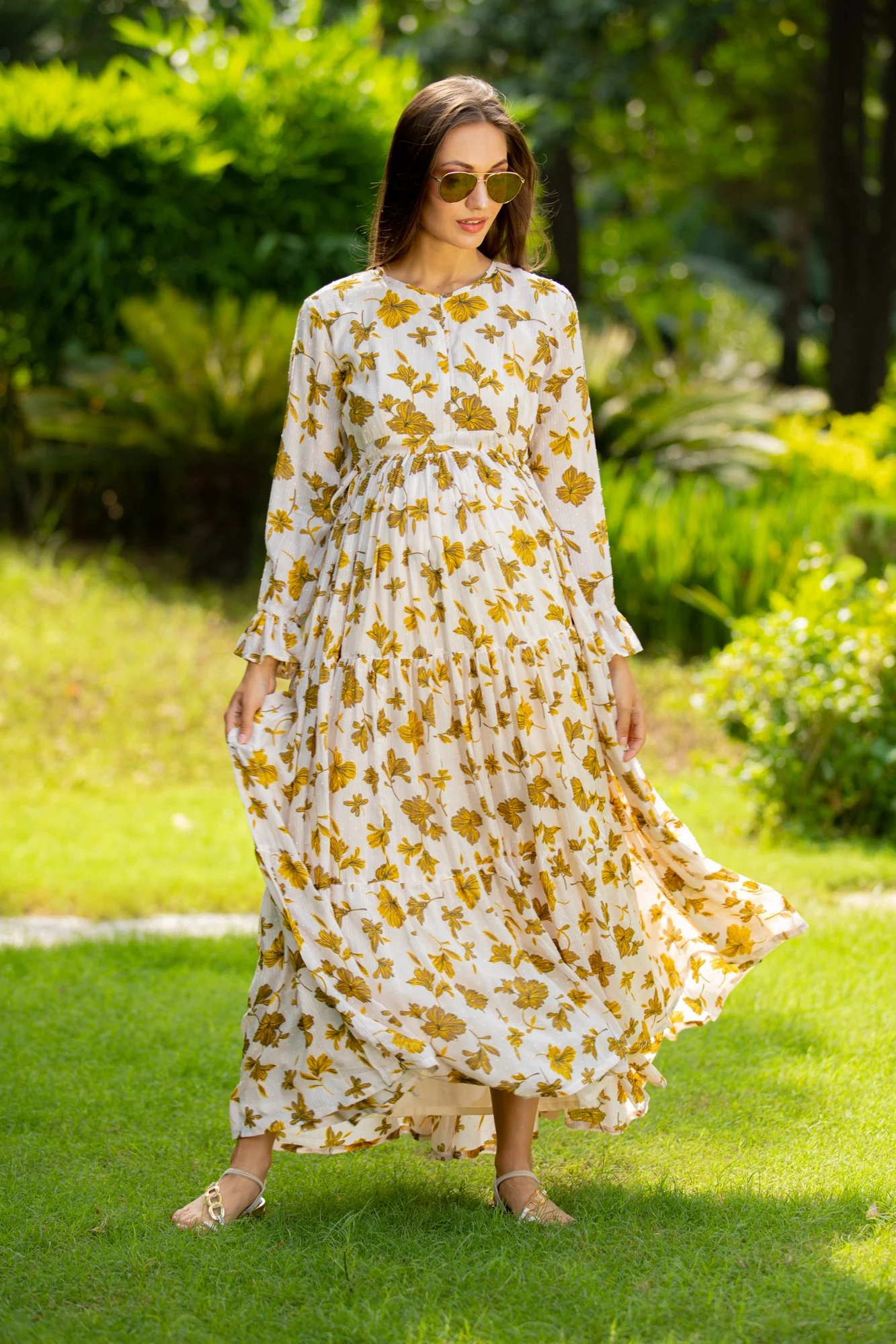 Calm Canary Maternity & Nursing Layer Dress - Chenance