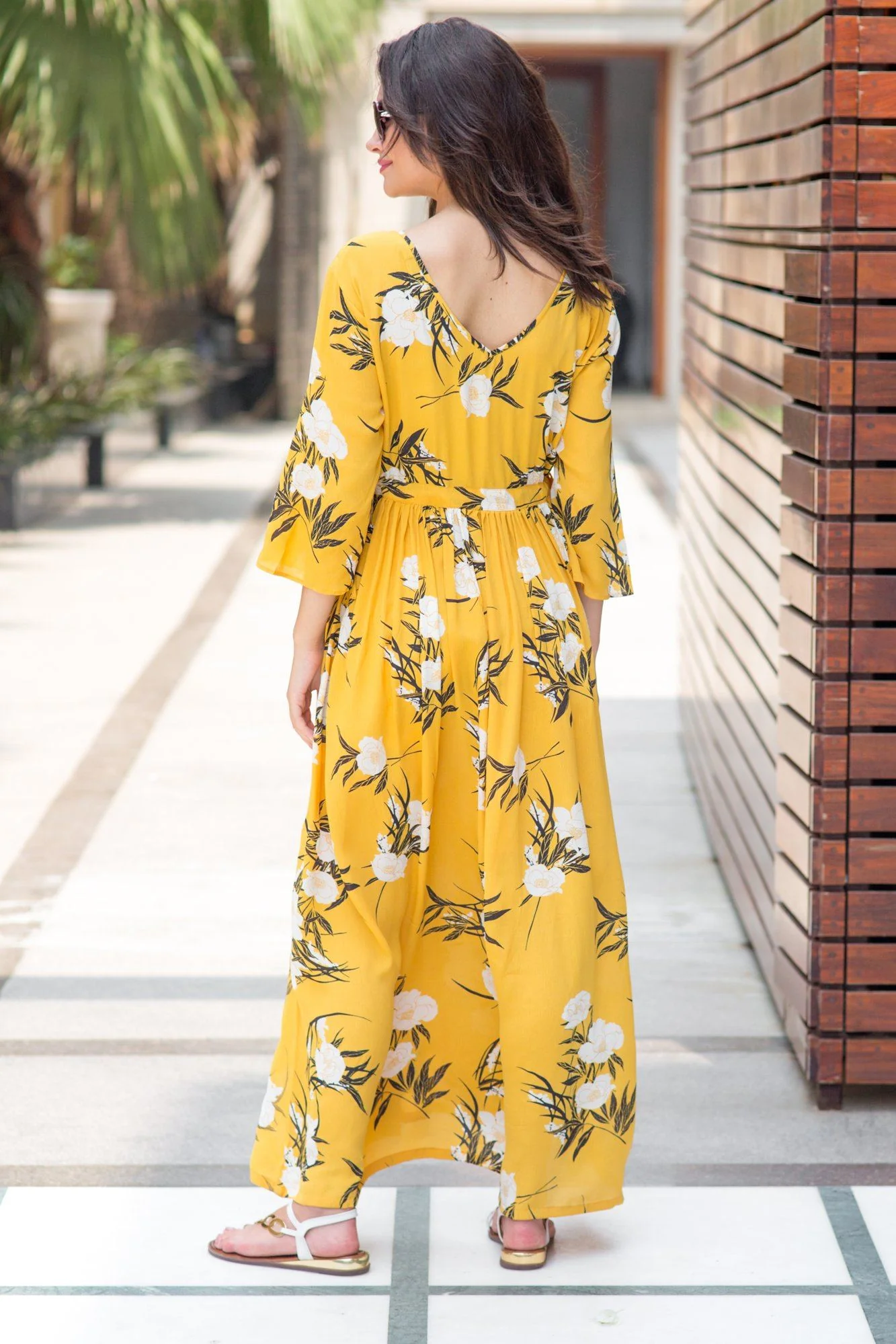 Miami Yellow Floral Maternity & Nursing Maxi - Chenance