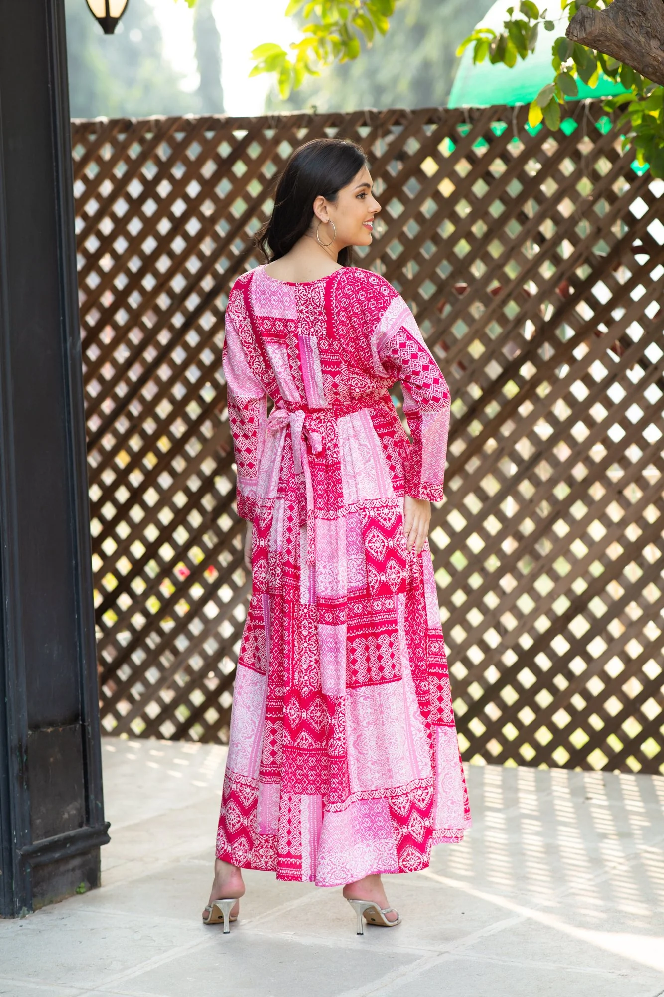 Paradise French Rose Concealed Zip Maternity & Nursing Maxi - Chenance