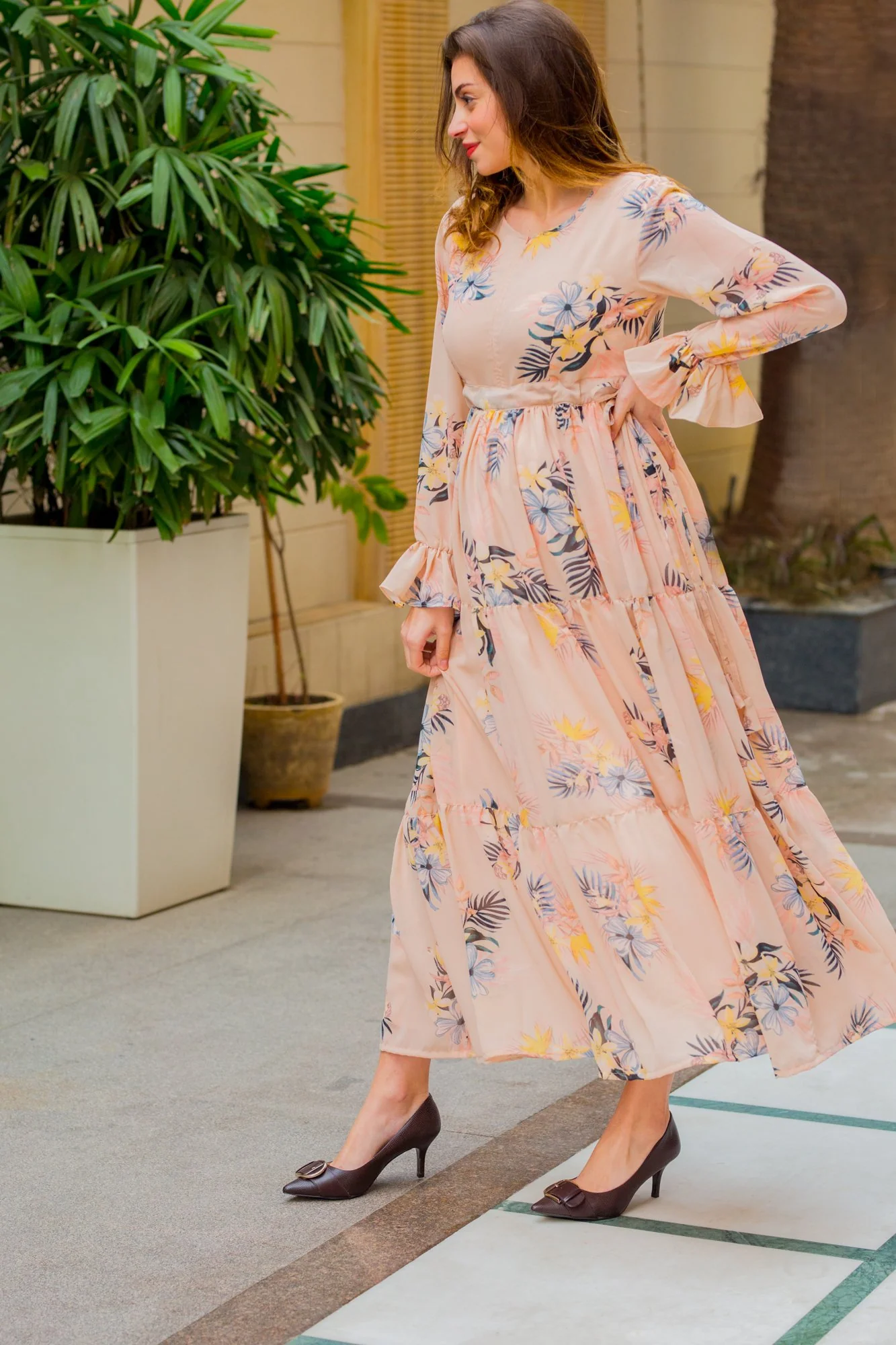 Soft Peachy Maternity & Nursing Layer Dress - Chenance