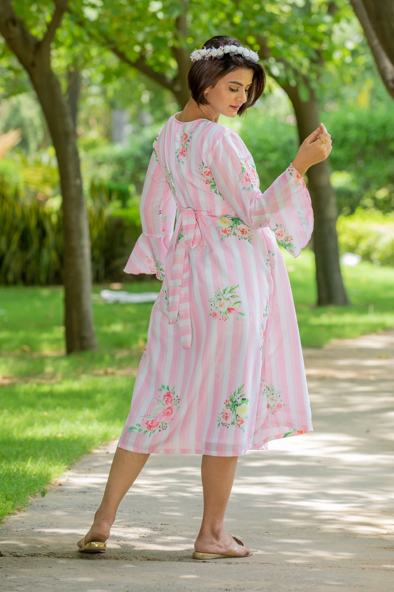 Rouge Striped Floral Maternity & Nursing Dress - Chenance