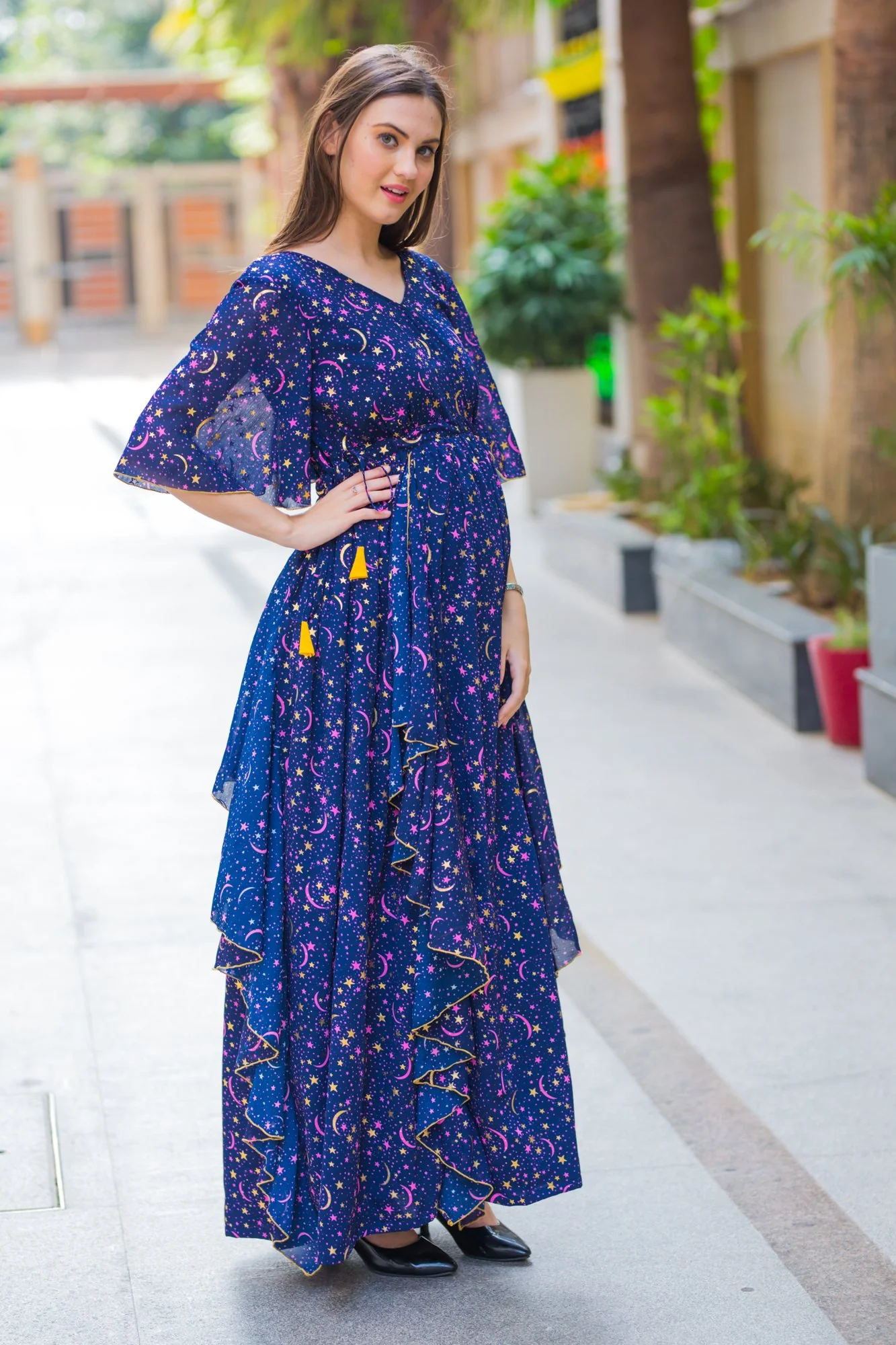 Luxe Milky Way Shimmer Maternity Flow Dress - Chenance