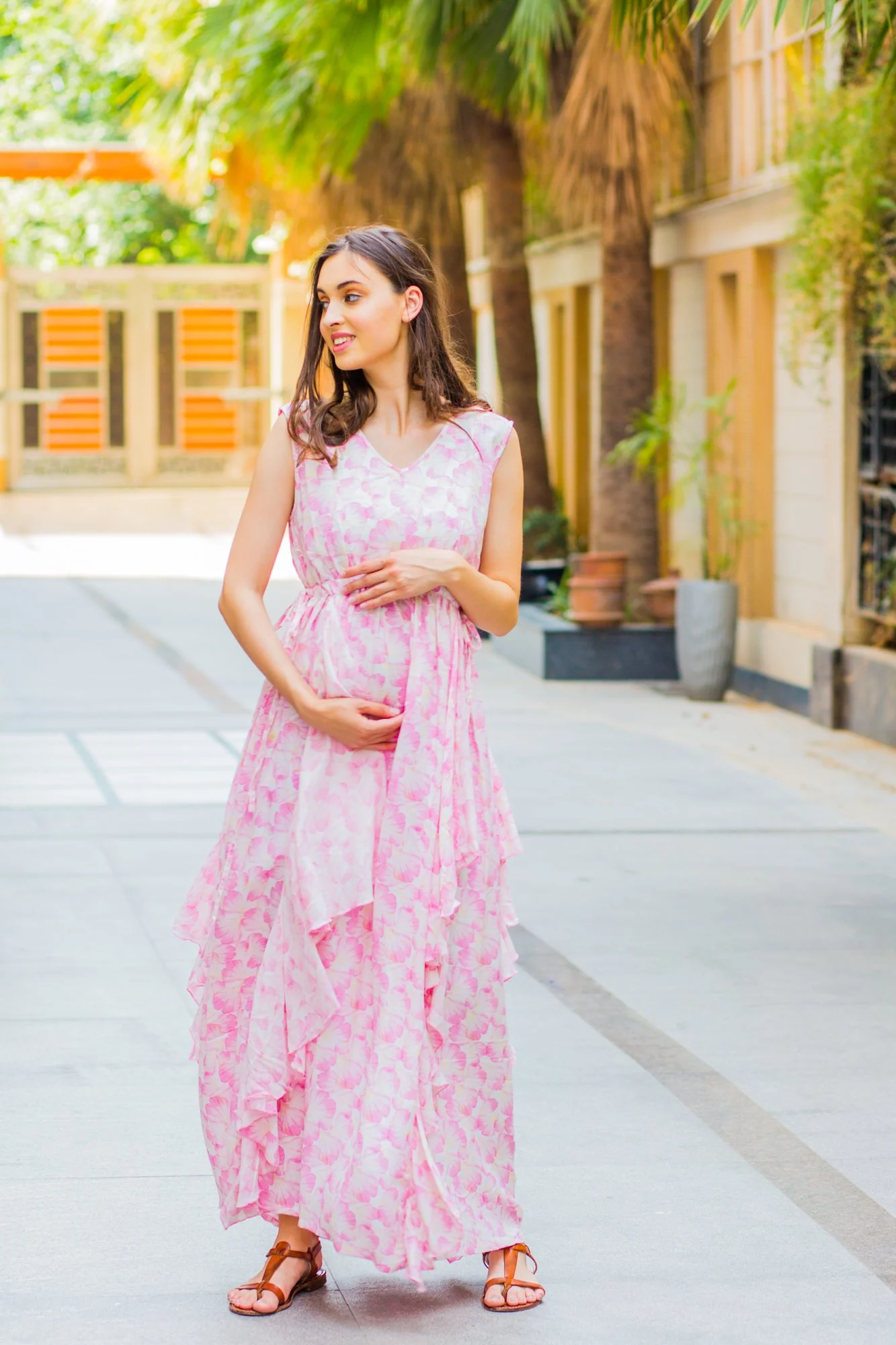 Serene Pink Blossom Flow Dress - Chenance