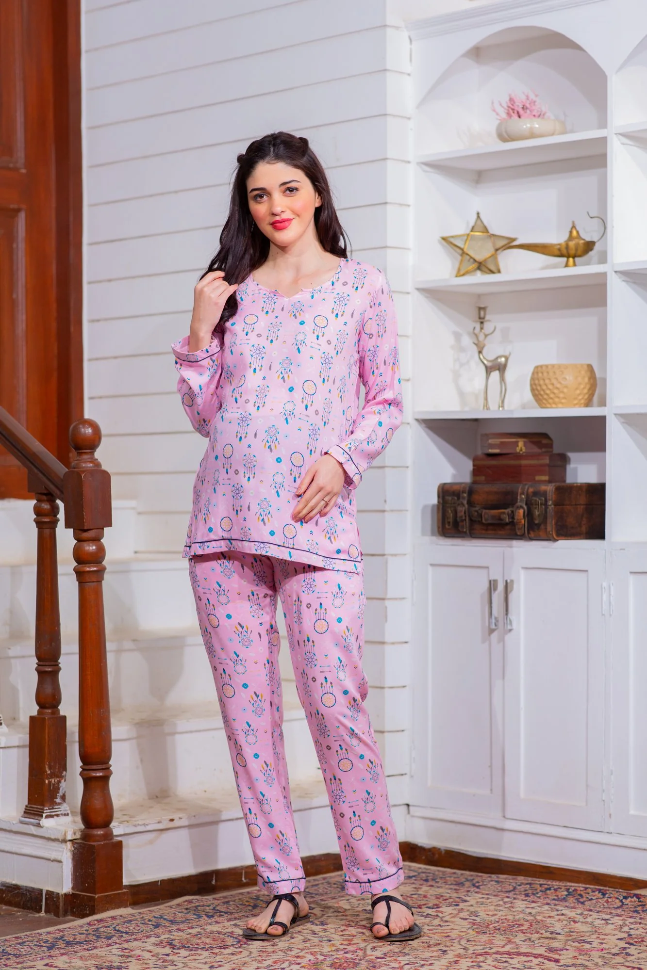 Pink Chime Maternity Night Suit Set - Chenance