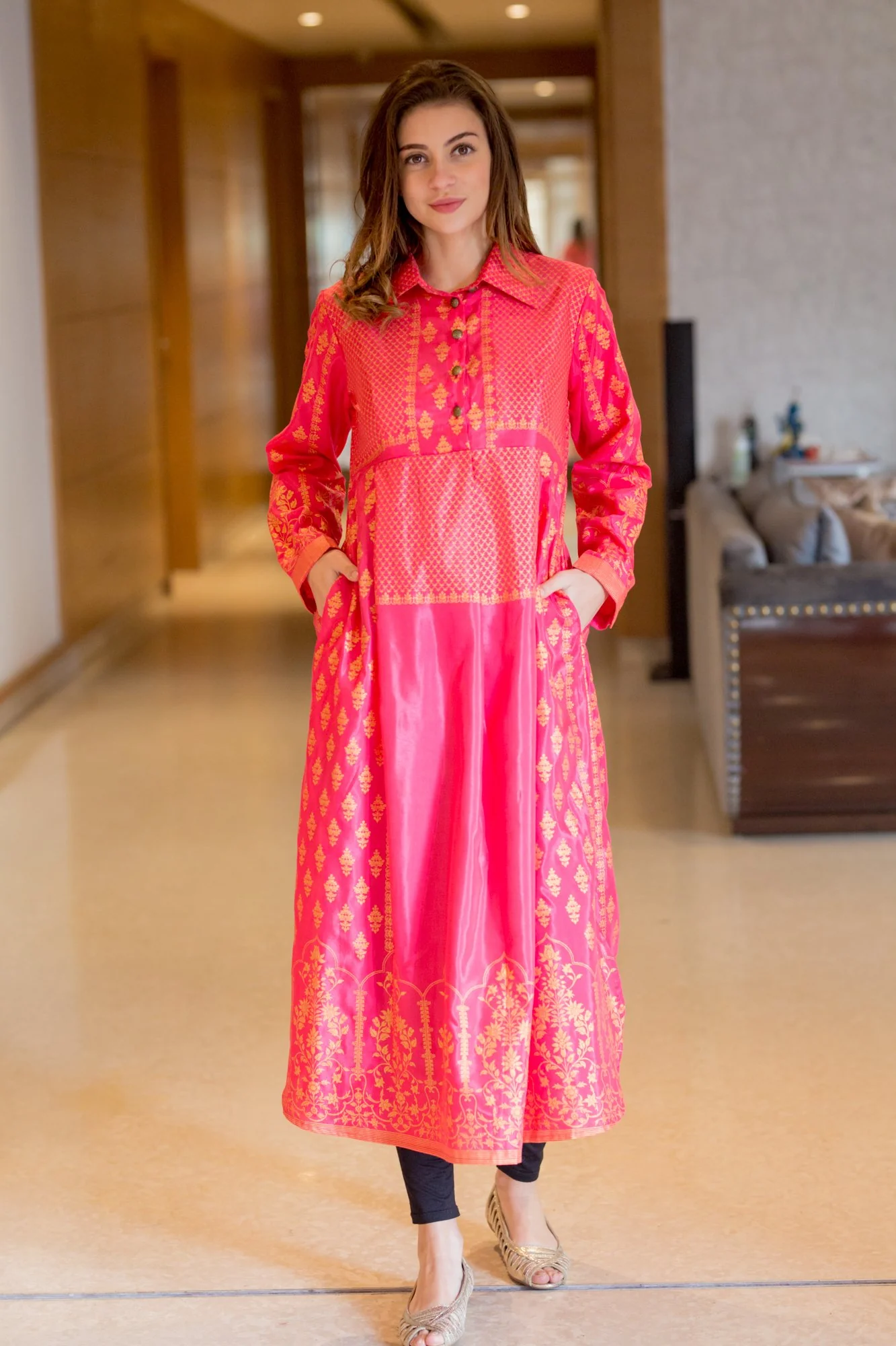 Peppy Pink Luxe Maternity and Nursing Kurta - Chenance