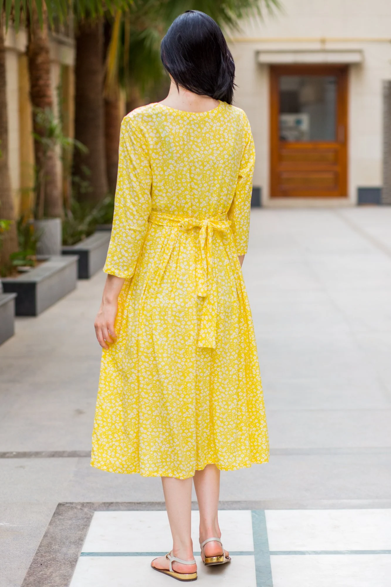 Joyful Yellow Pocket Maternity & Nursing Dress - Chenance