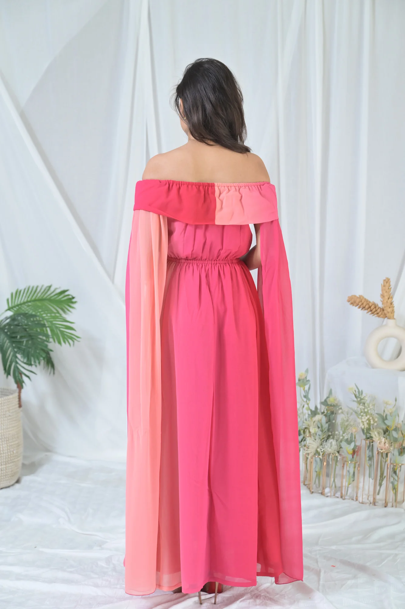 Victoria Pink Butterflying Sleeves Maternity & Nursing Dress - Chenance