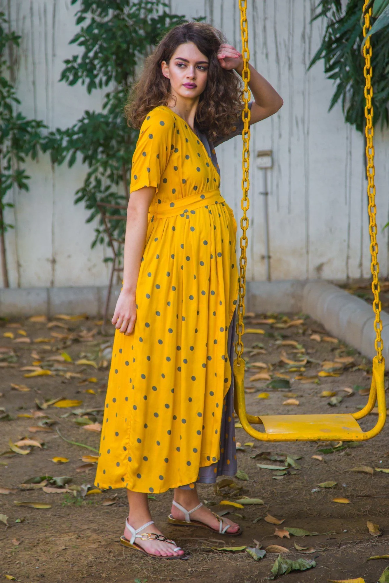 Peppy Polka Maternity & Nursing Wrap Dress - Chenance