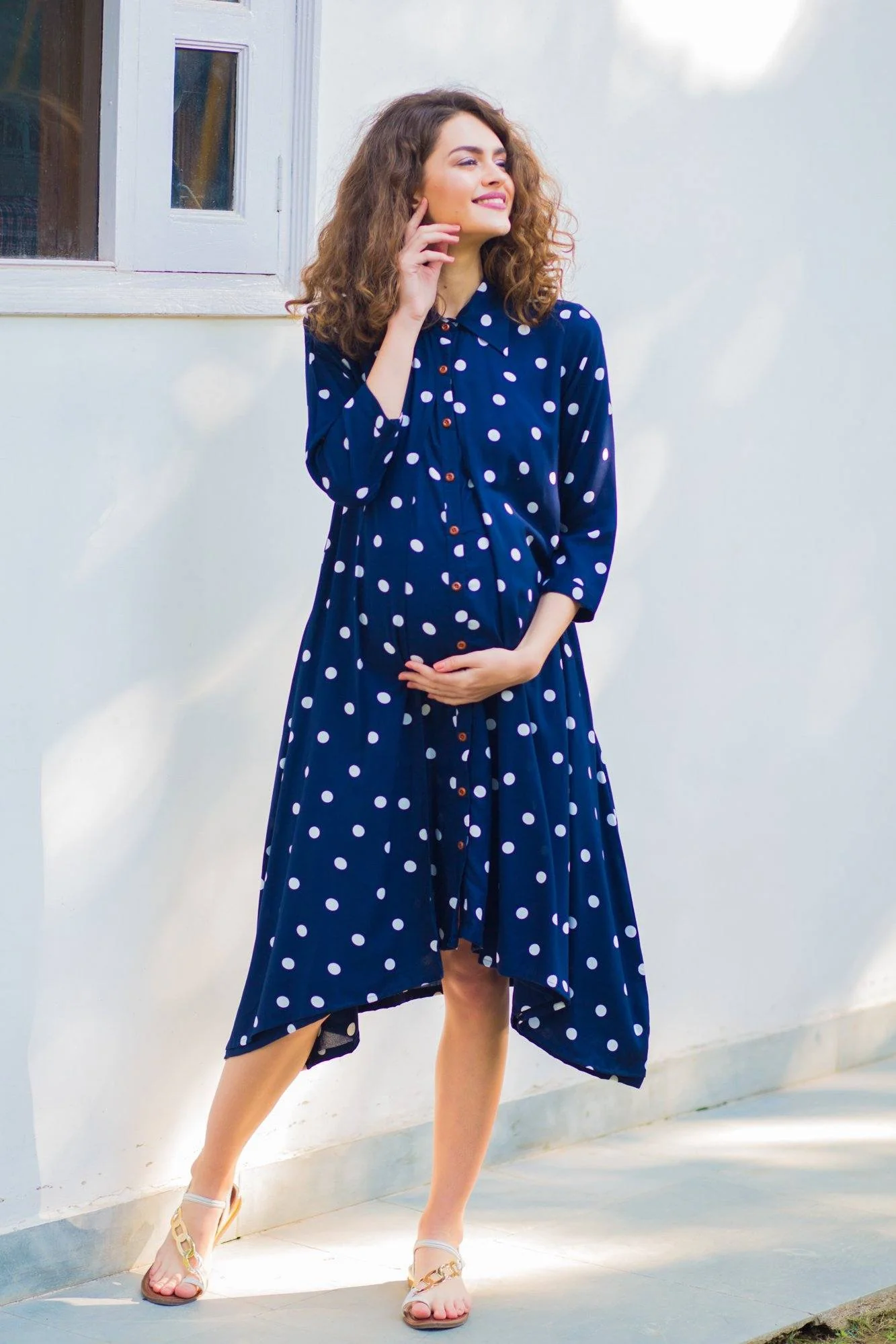 Persian Polka Maternity & Nursing Dress - Chenance