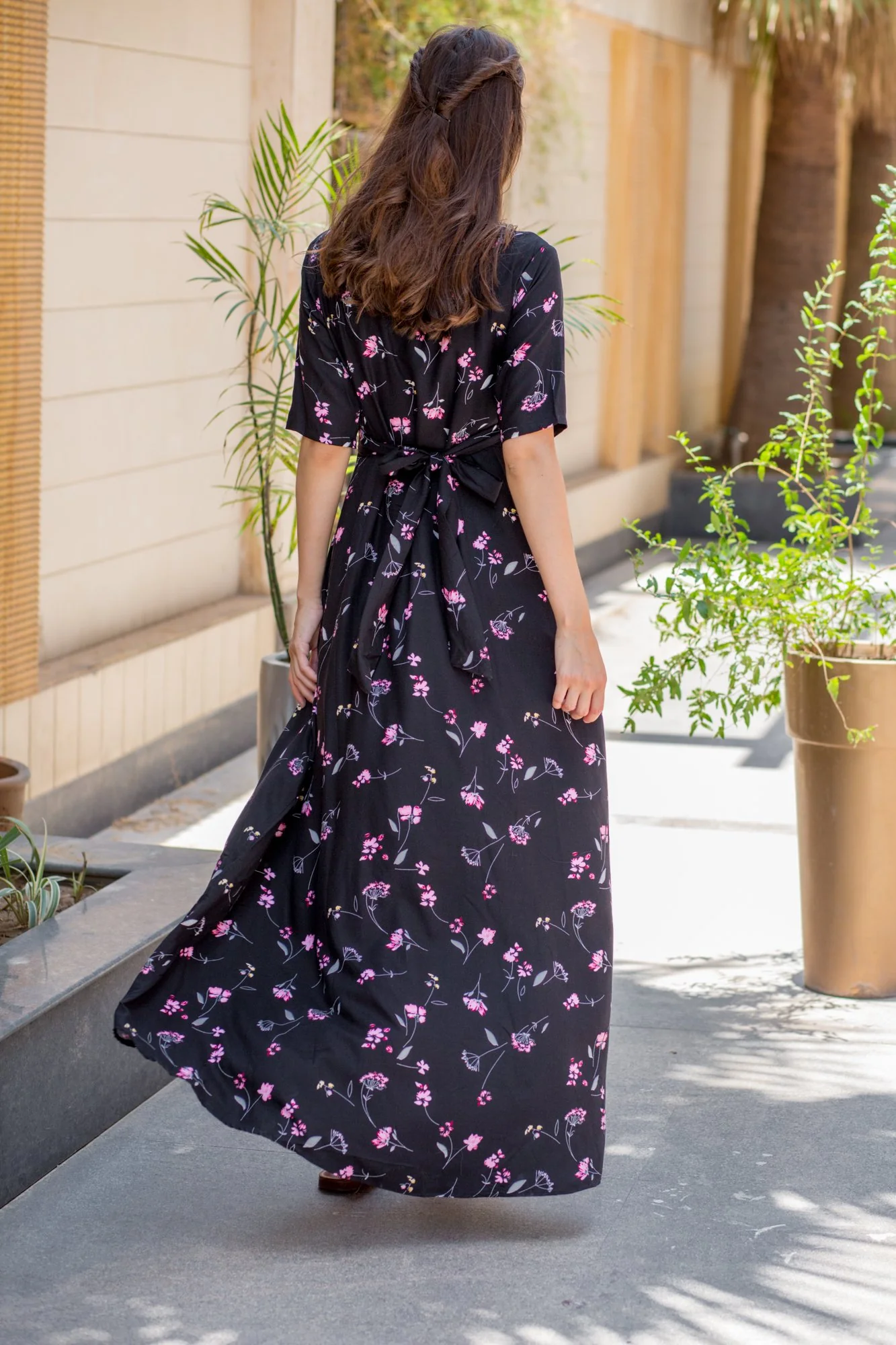 Midnight Floral High-Low Maternity & Nursing Wrap Dress - Chenance