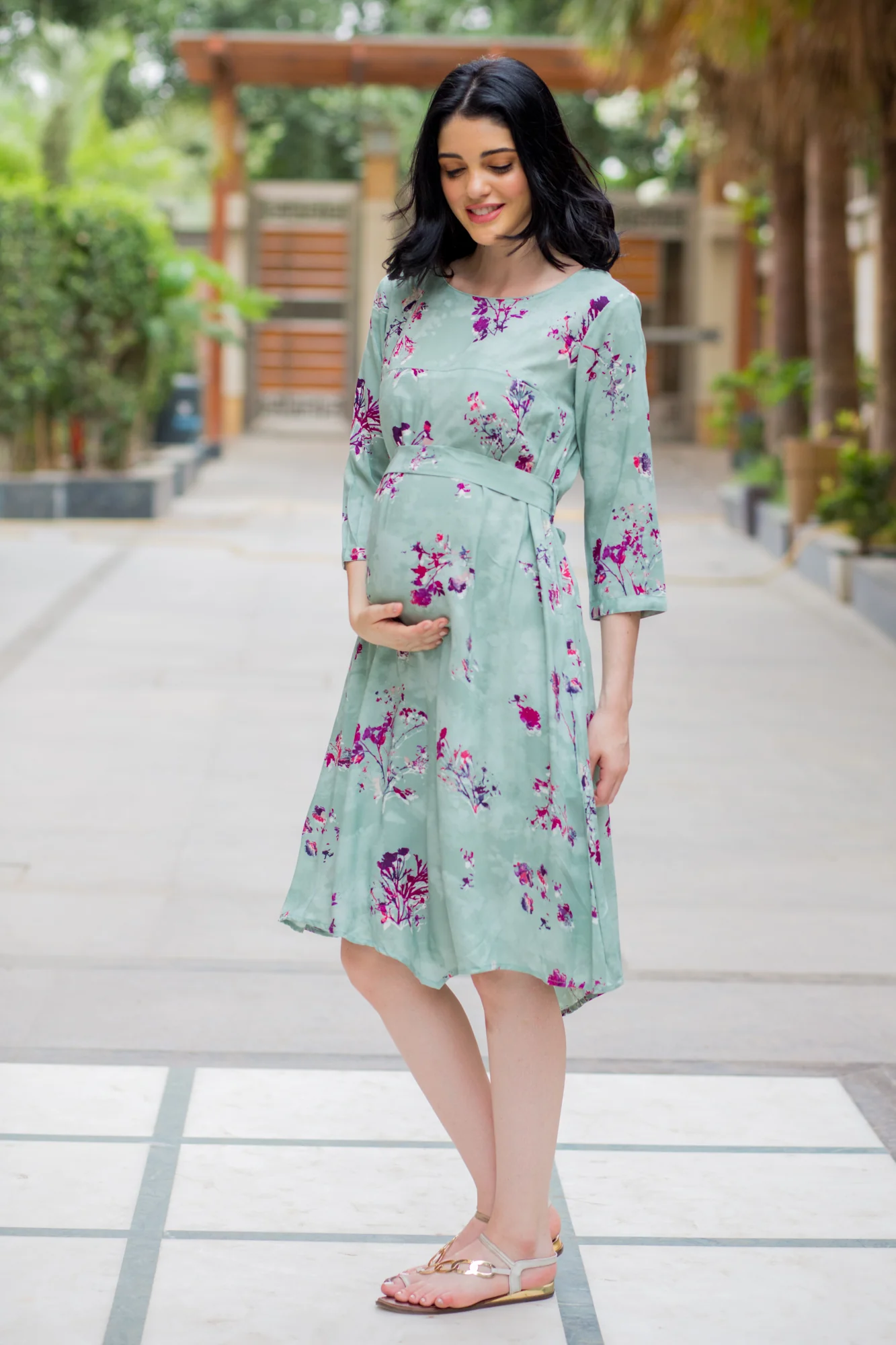 Fresh Mint Maternity & Nursing Horizontal Zip Dress - Chenance
