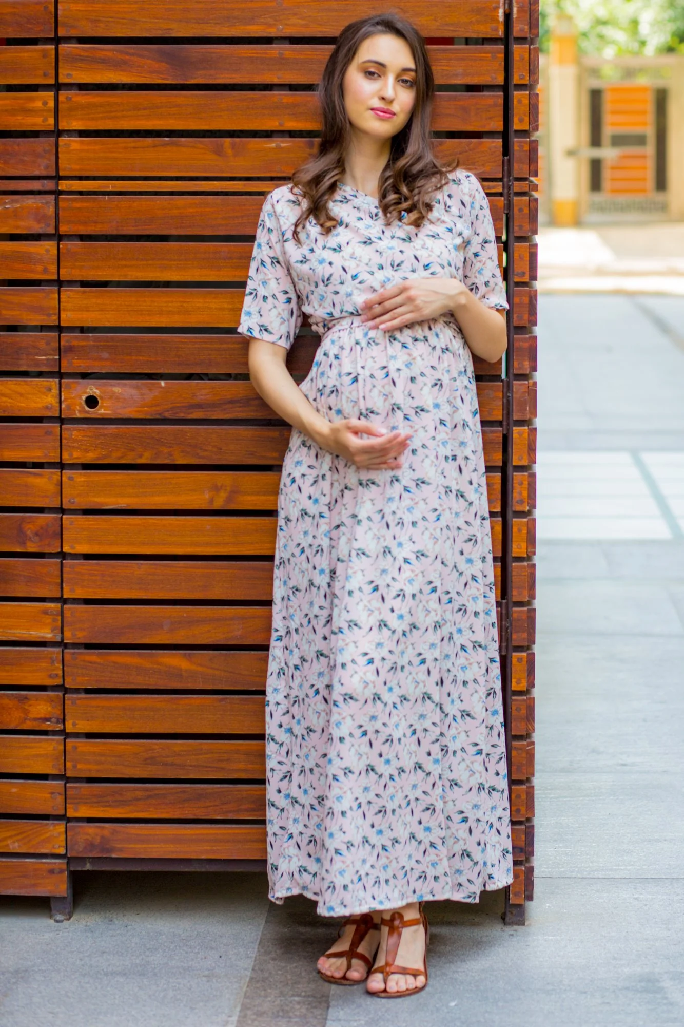 Pristine Pink Maternity & Nursing Wrap Dress - Chenance
