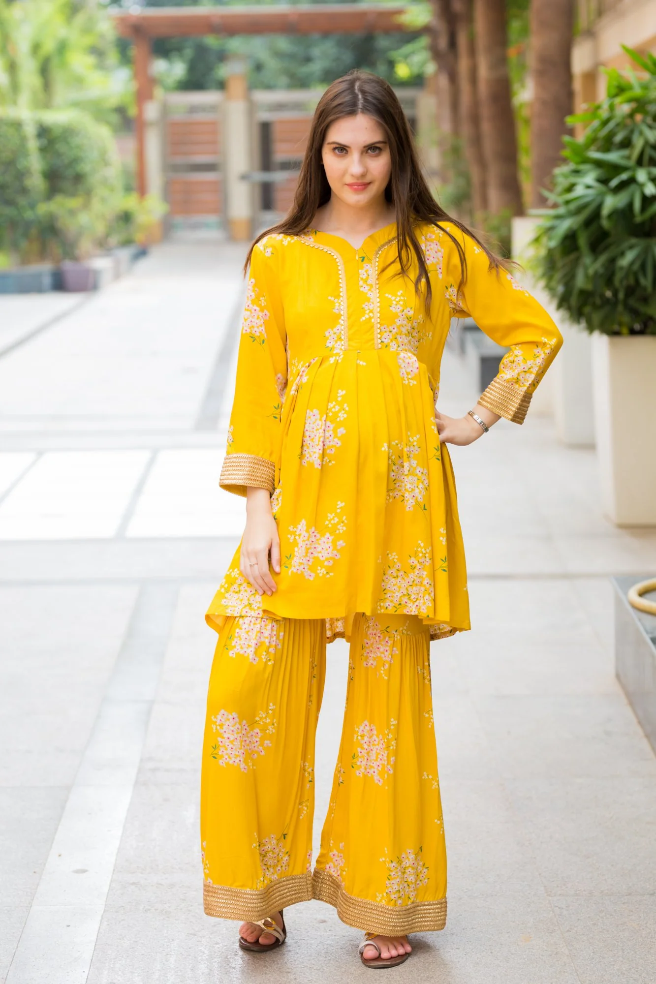 Premium Floral Maternity & Nursing Suit Set With Dupatta (3 pc) - Chenance