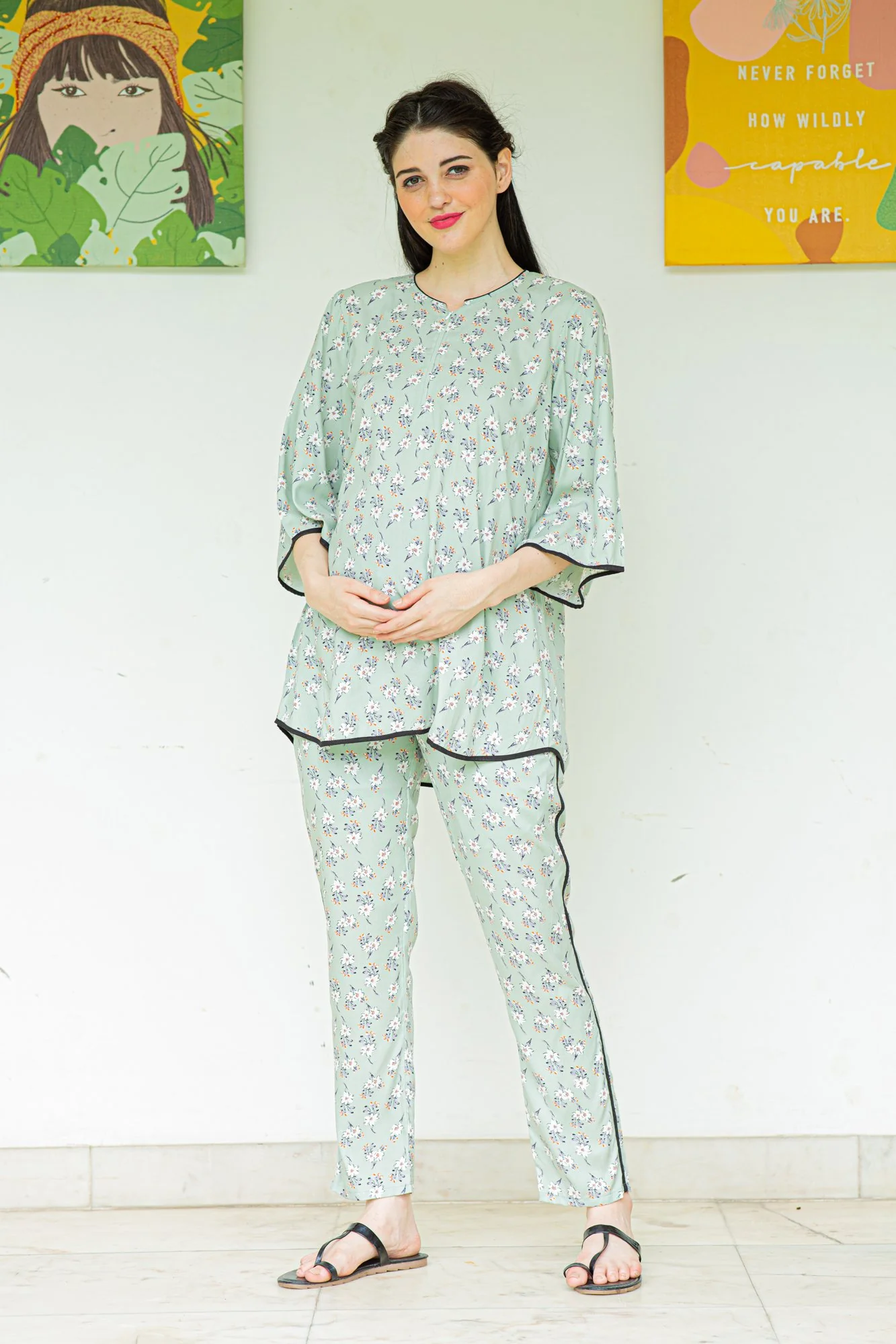 Root Floral Maternity & Nursing Night Suit Set - Chenance